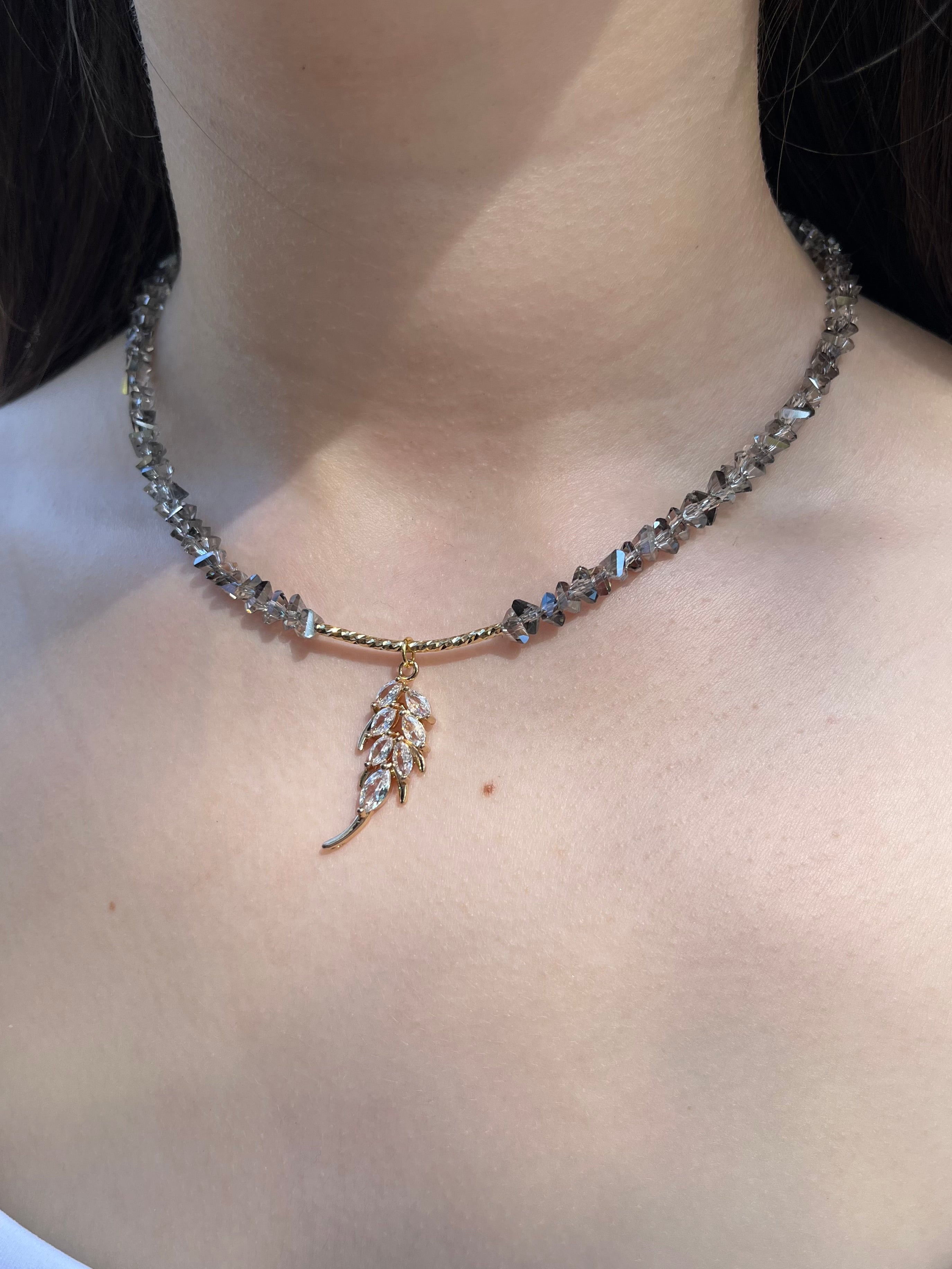 Set: Jeaf Crystal Necklace and Earrings – 18K Gold Plated, Cubic Zirconia