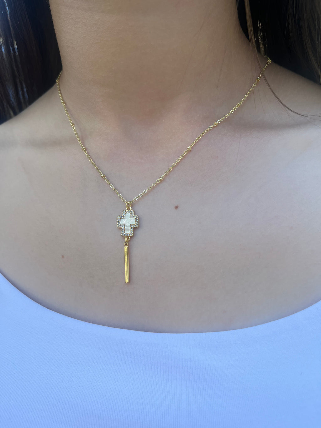 Cross Necklace, Real 18K Gold Plated