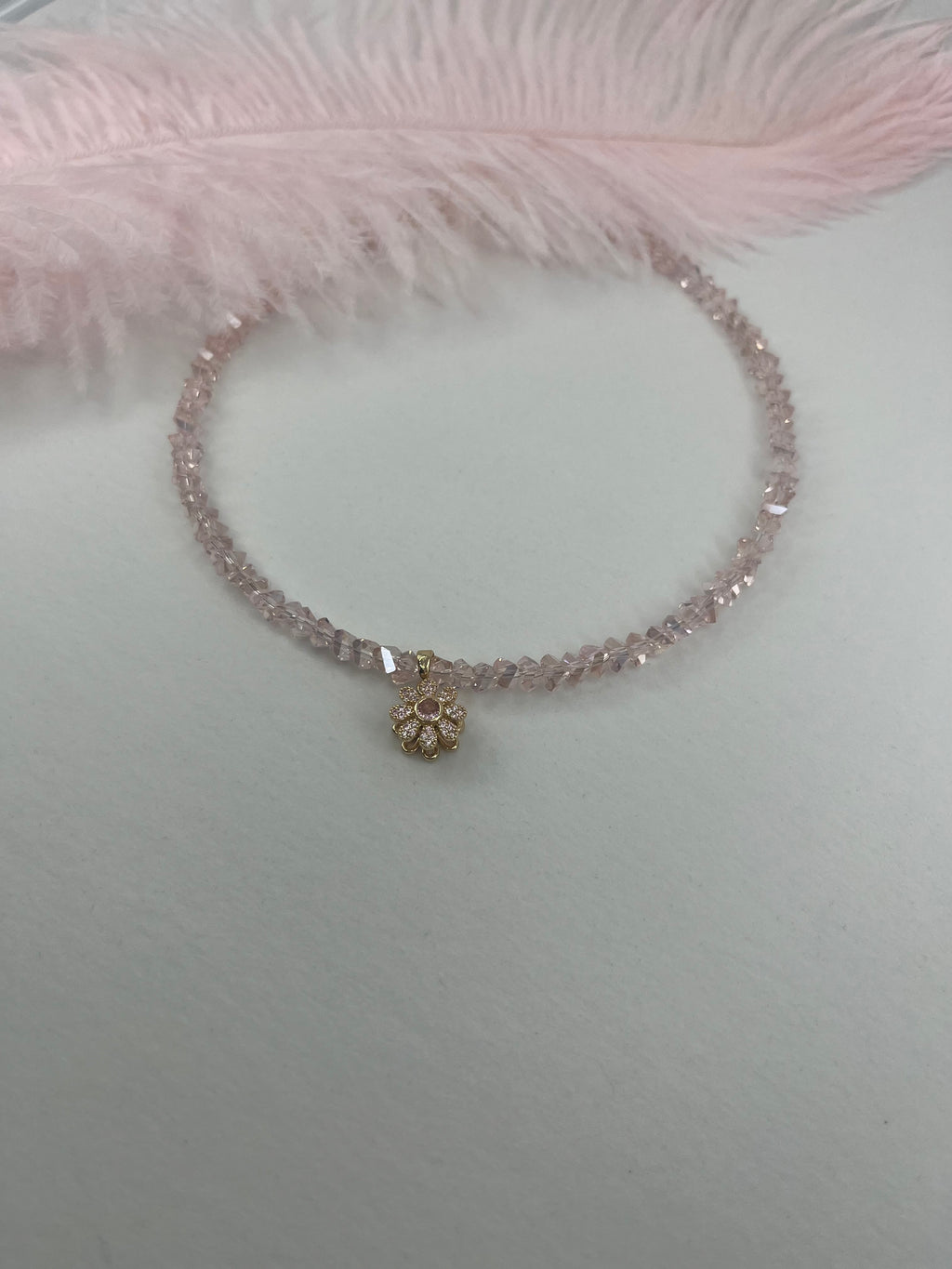 Flower Spinner Crystal Necklace, 18k gold plated