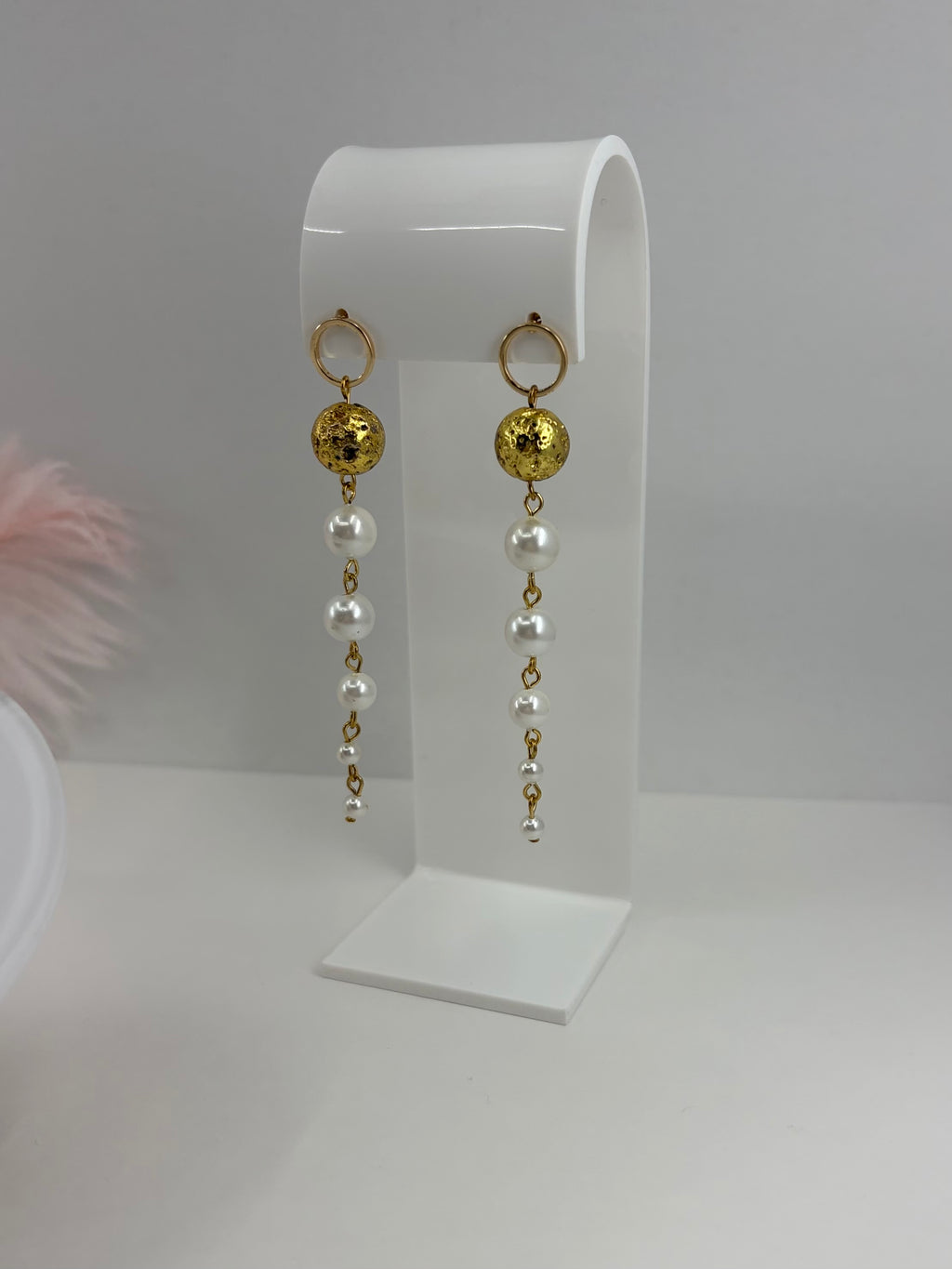 Long Pearl Shell Drop Earrings and Necklace