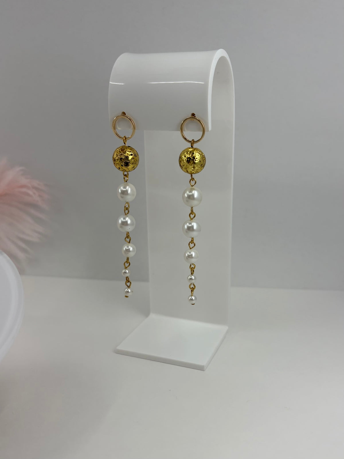 Long Pearl Shell Drop Earrings and Necklace