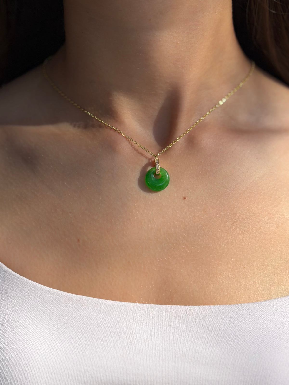 Malaysia Jade Donut Earrings and Necklace