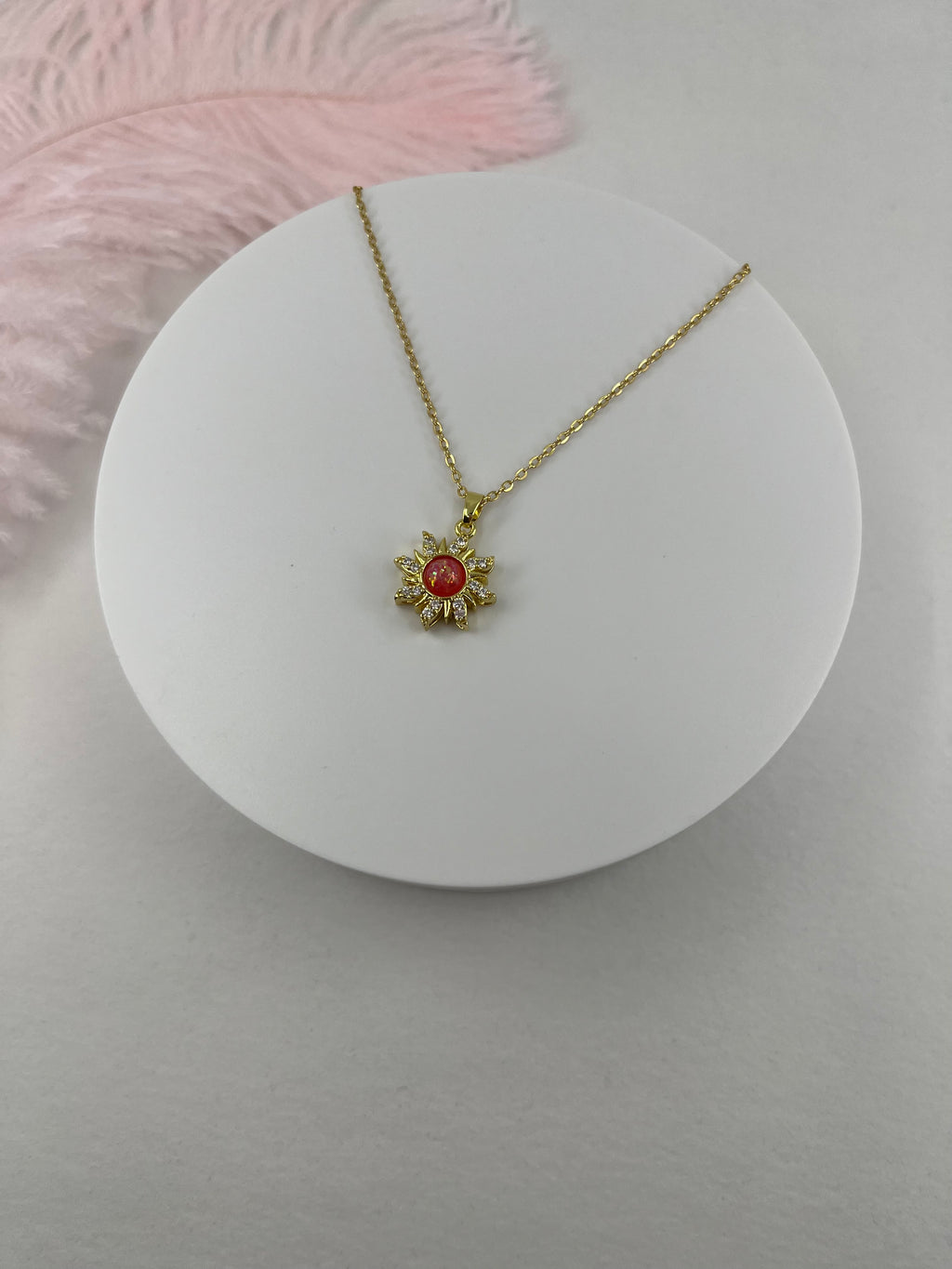 18K Gold Sun Pendant Necklace