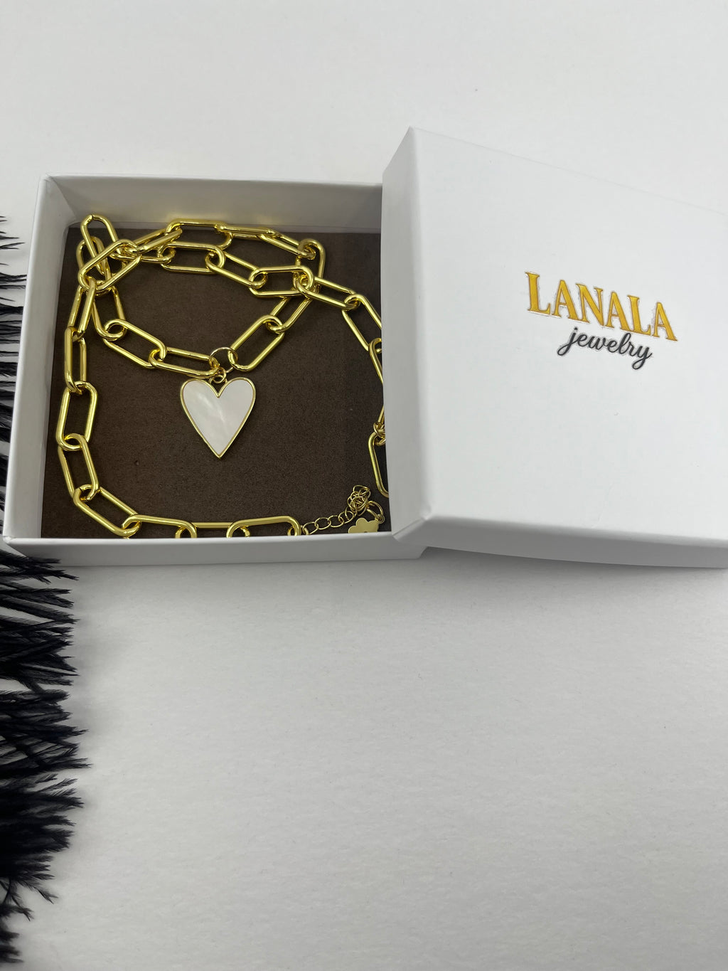 18K Gold Chunky Chain Necklace with heart