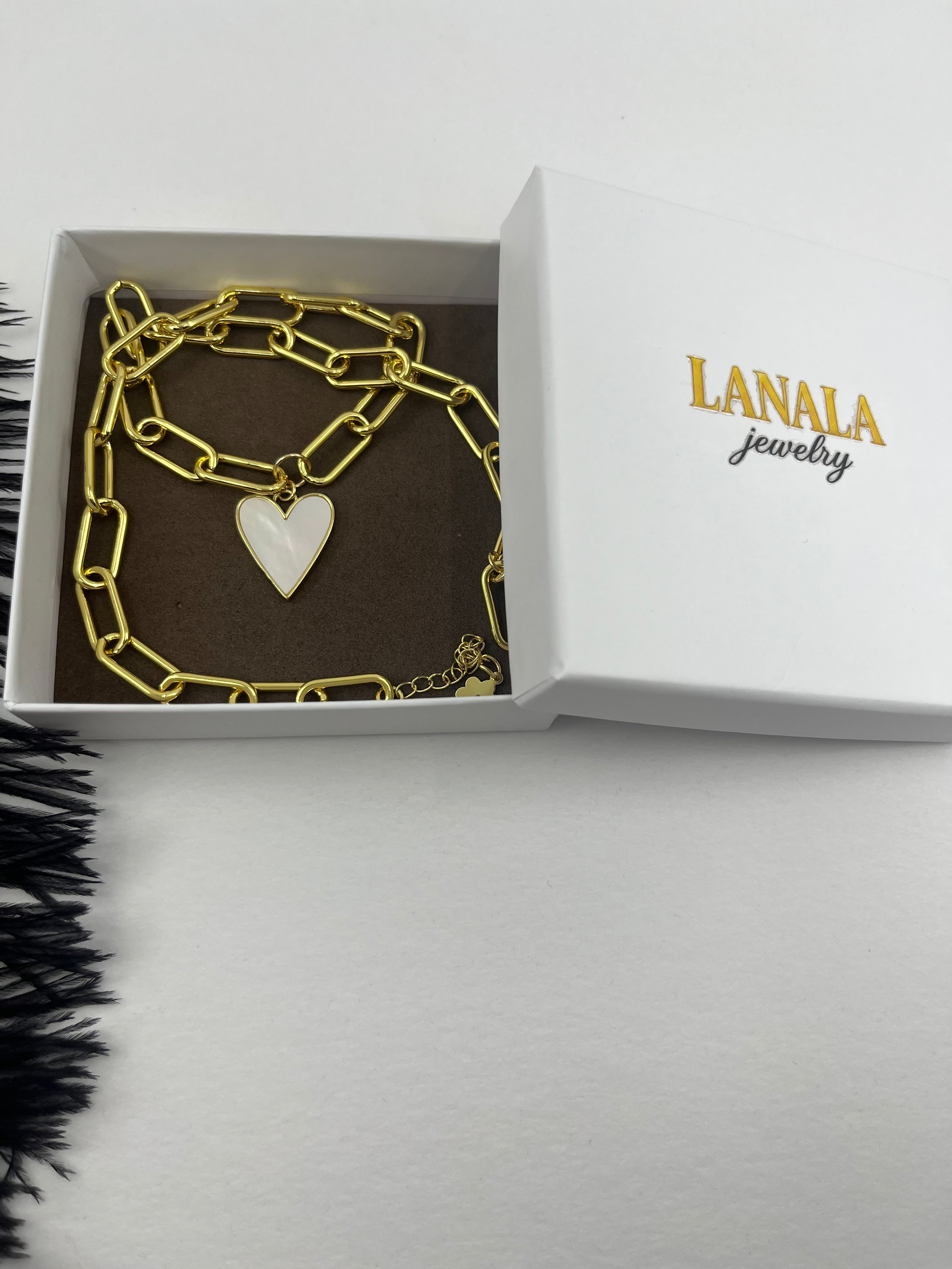 18K Gold Chunky Chain Necklace with heart