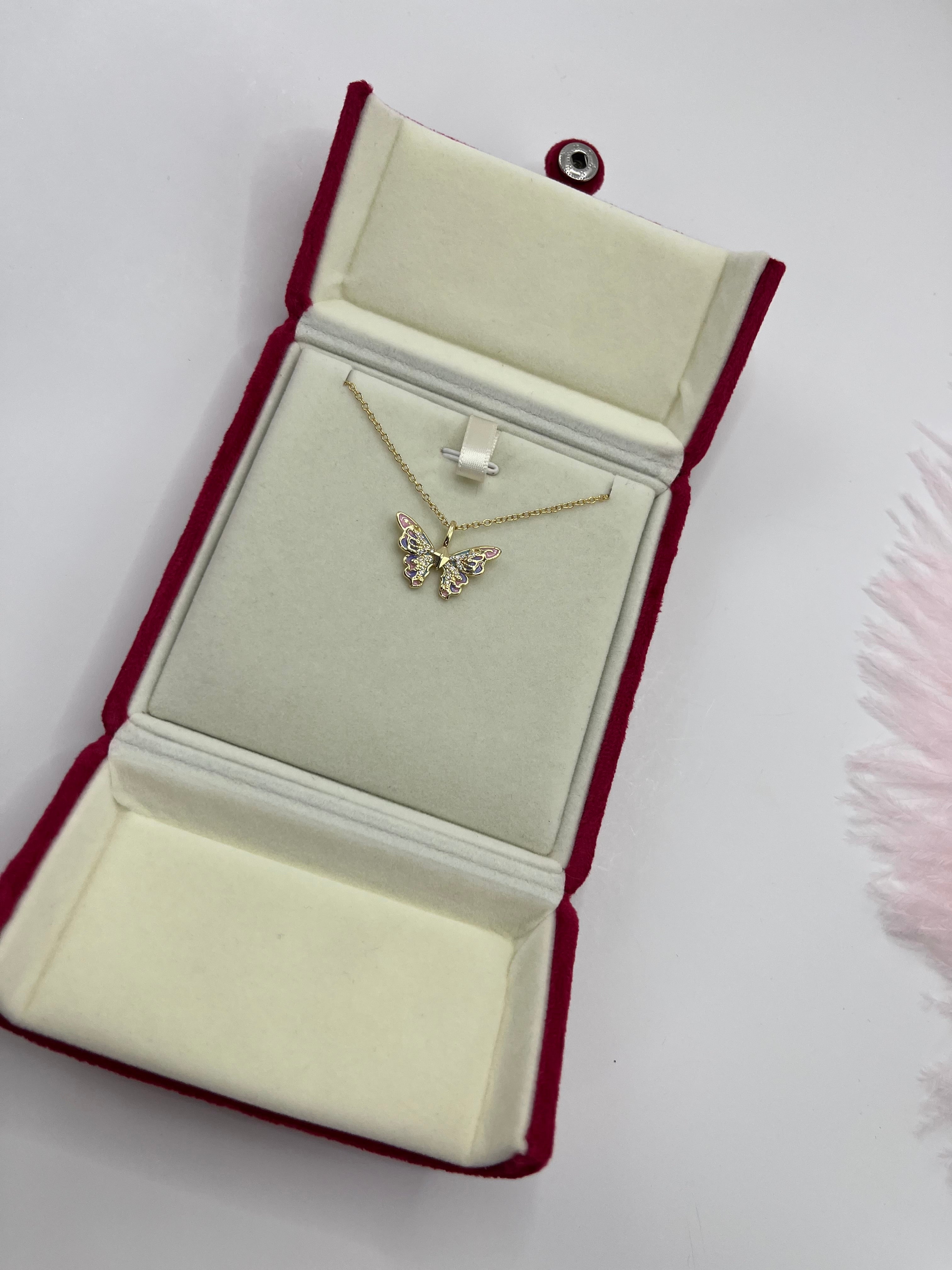 Butterfly Necklace, Real 18K Gold Plated