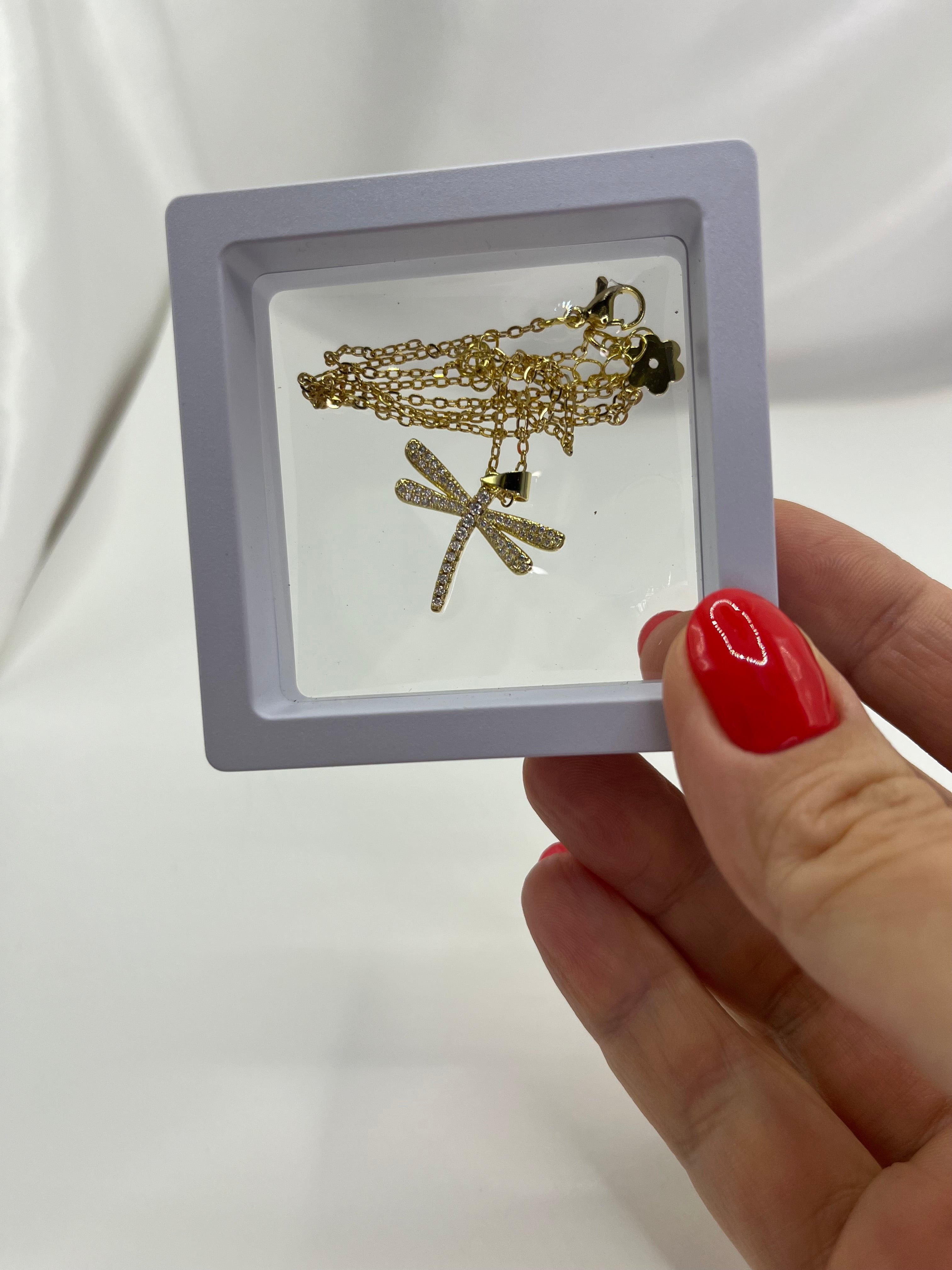 Dragonfly Necklace, pendant  Real 18K Gold Plated