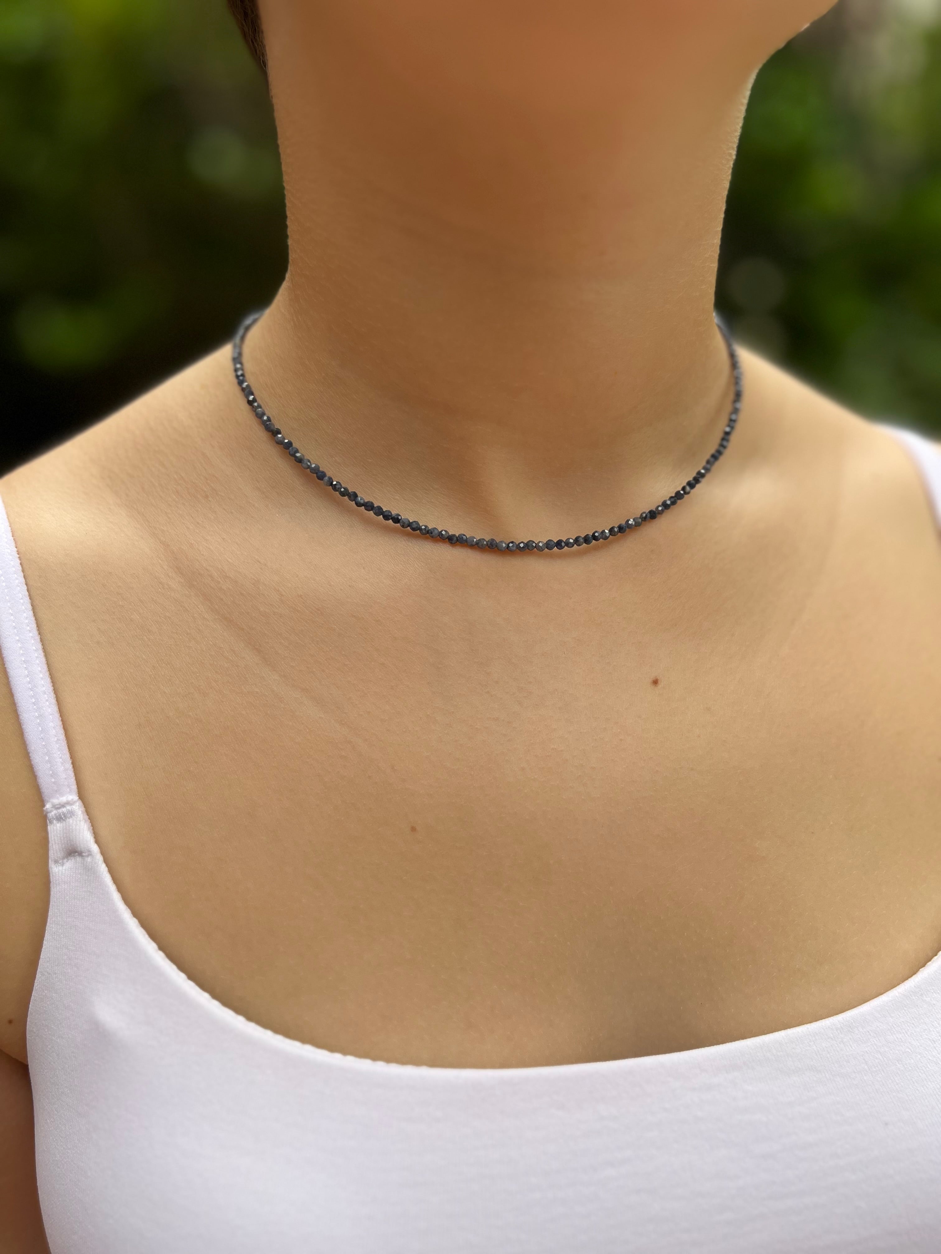 Sapphire Necklace: 18K Gold Plated clasp