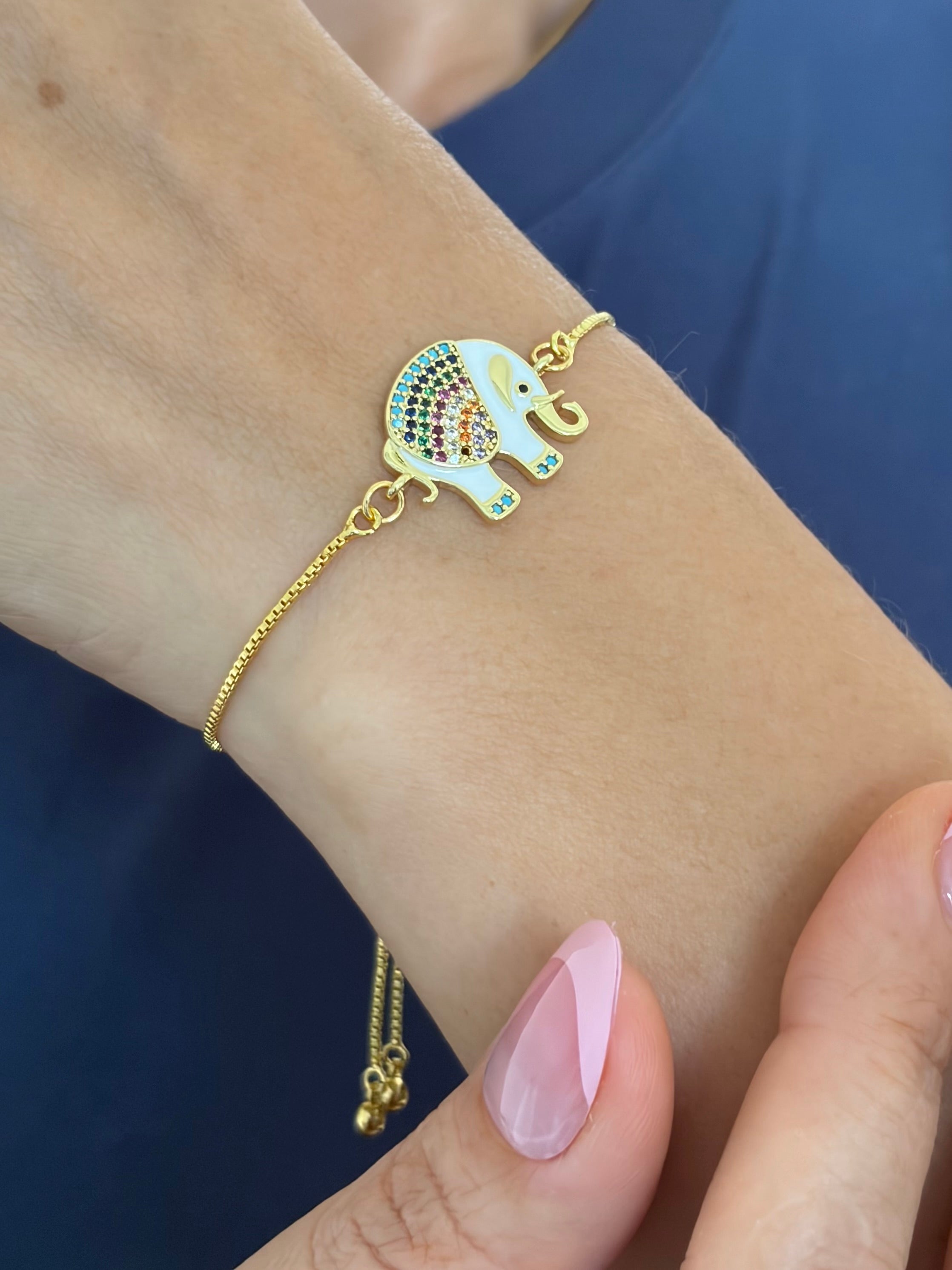 Elephant bracelet with slider chain