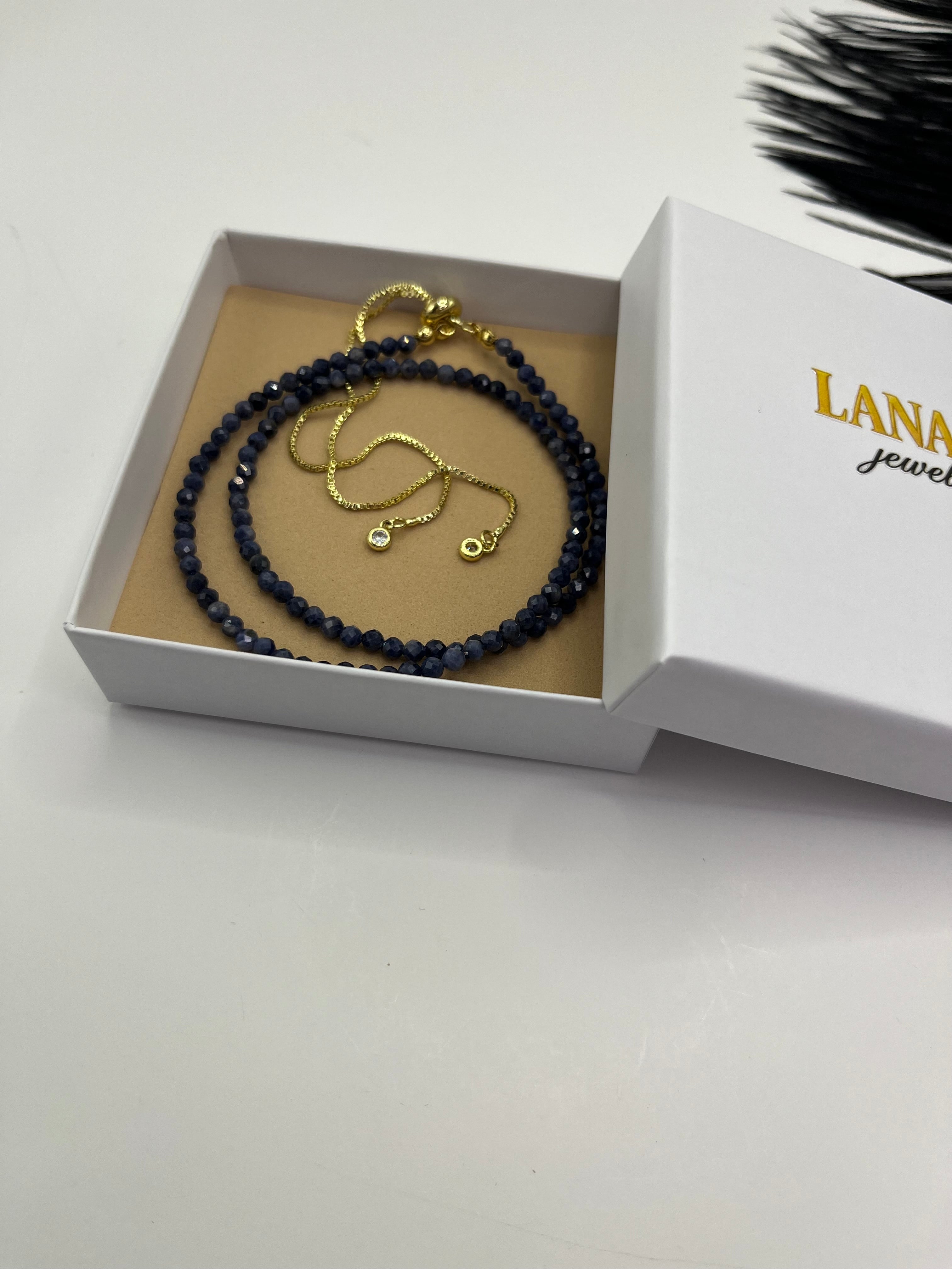 Sapphire Slider Y-Necklace, 18k gold plated