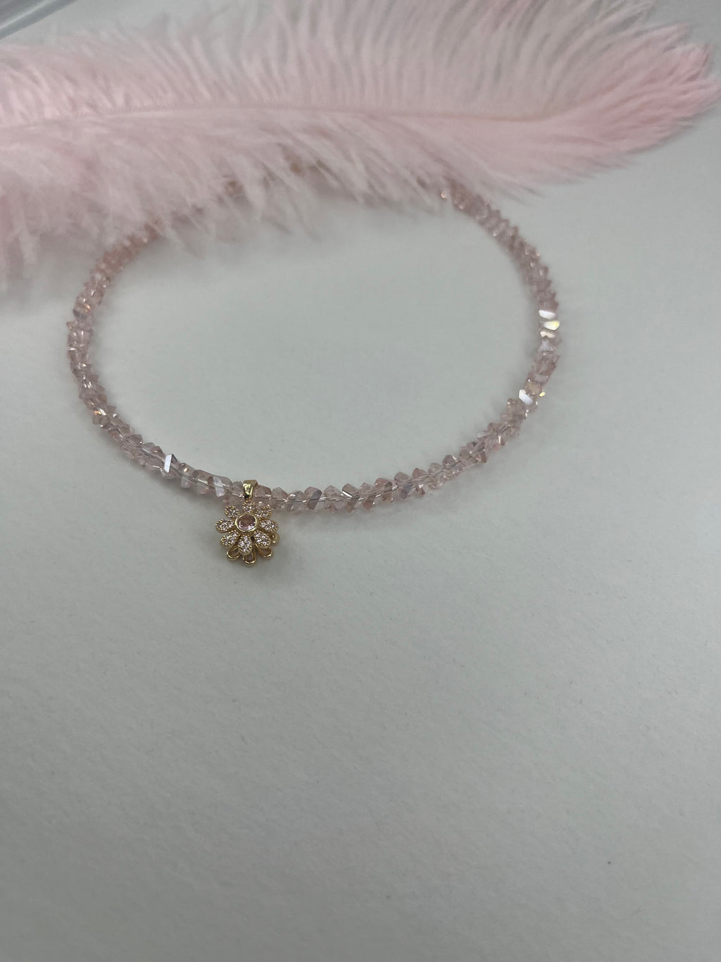 Flower Spinner Crystal Necklace, 18k gold plated