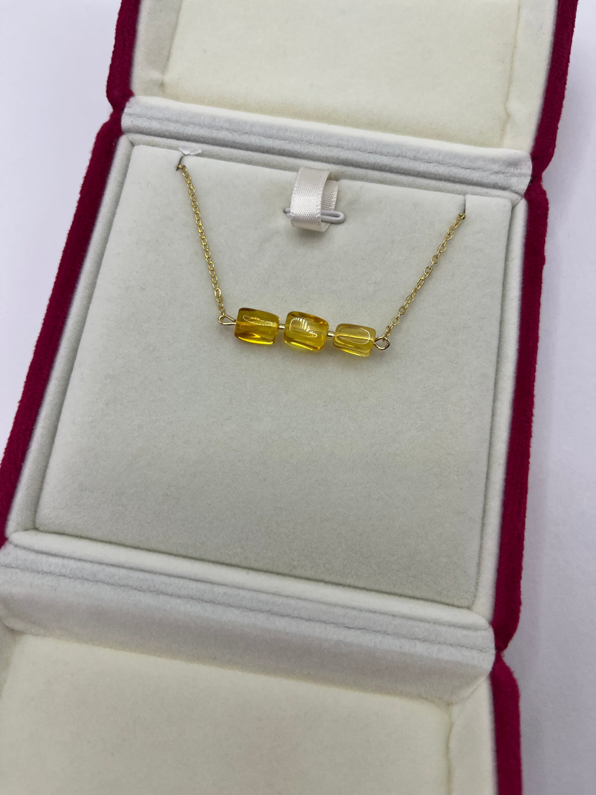 Natural Amber Necklace, chain 18k plated