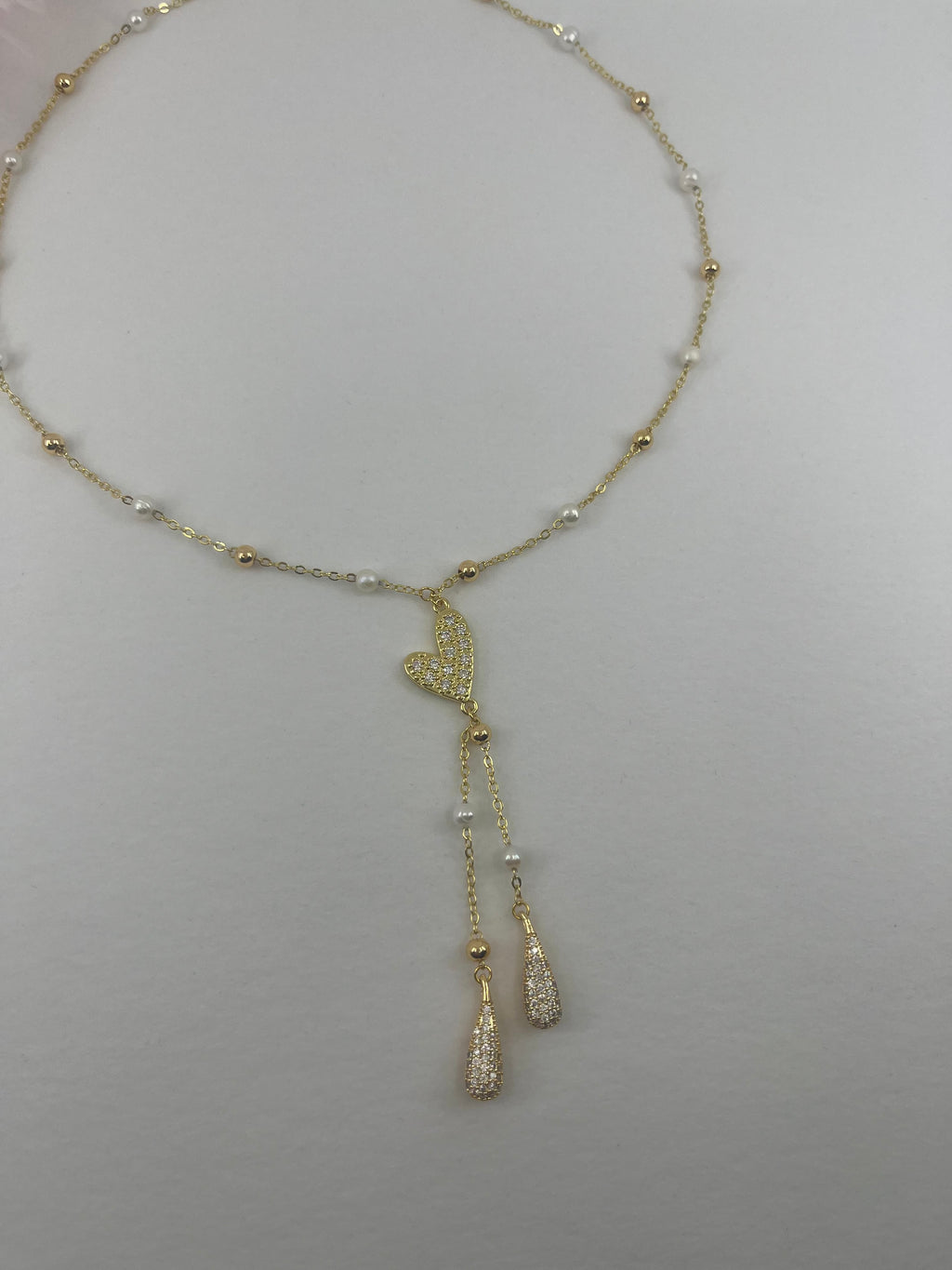 Natural Pearl Y-Necklace, 18k gold plated