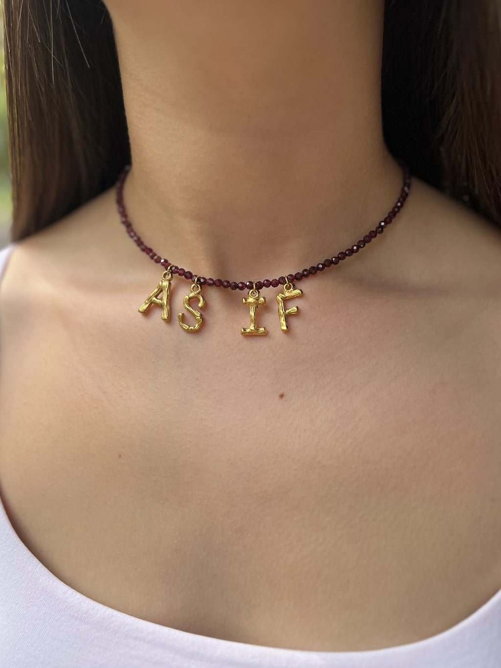 Natural Garnet choker with 18gold pendants AS IF