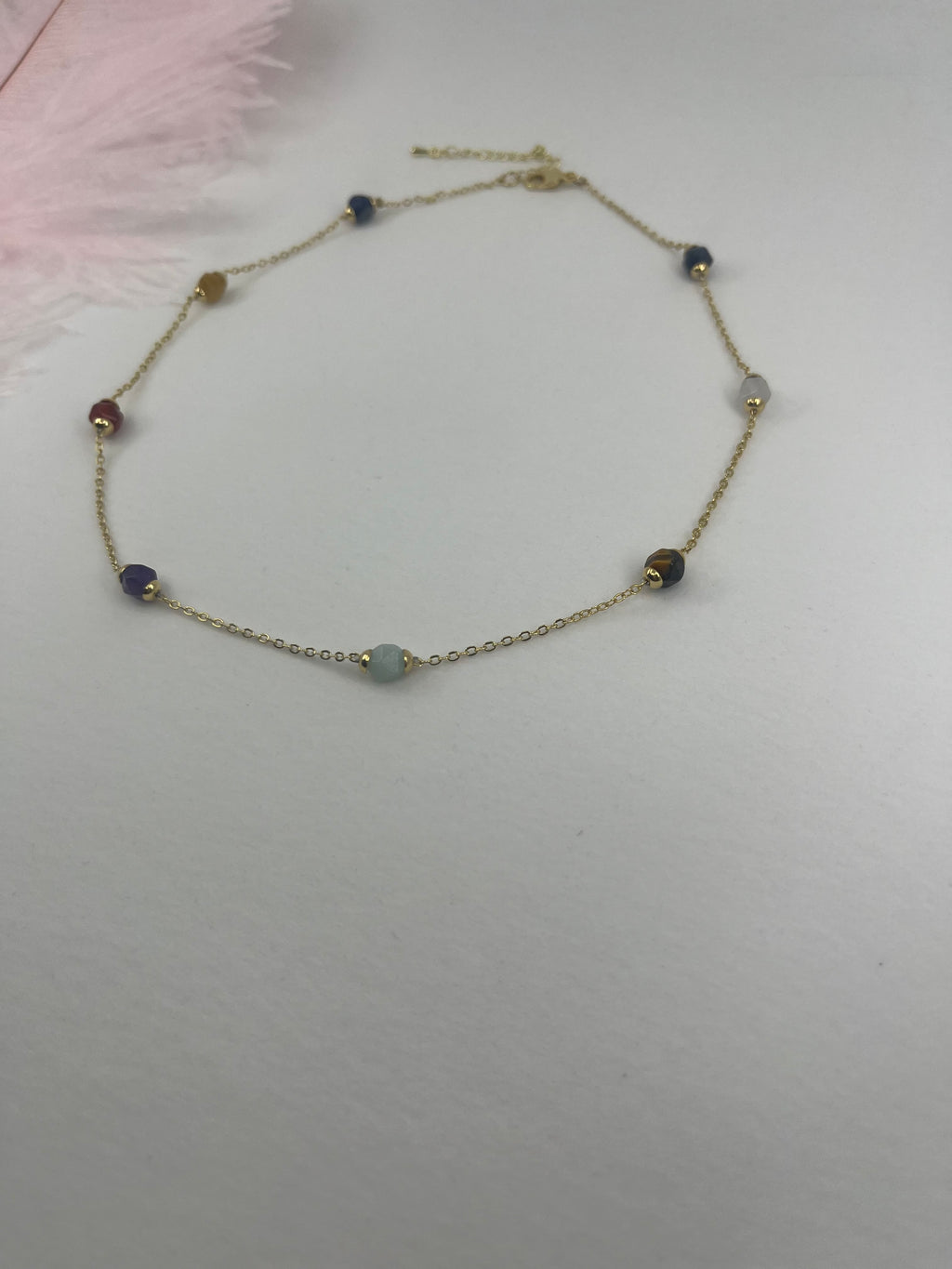 Chakra natural gemstone Necklace: tiger eye, quartz, amethyst, agate, amazonite, sodalite