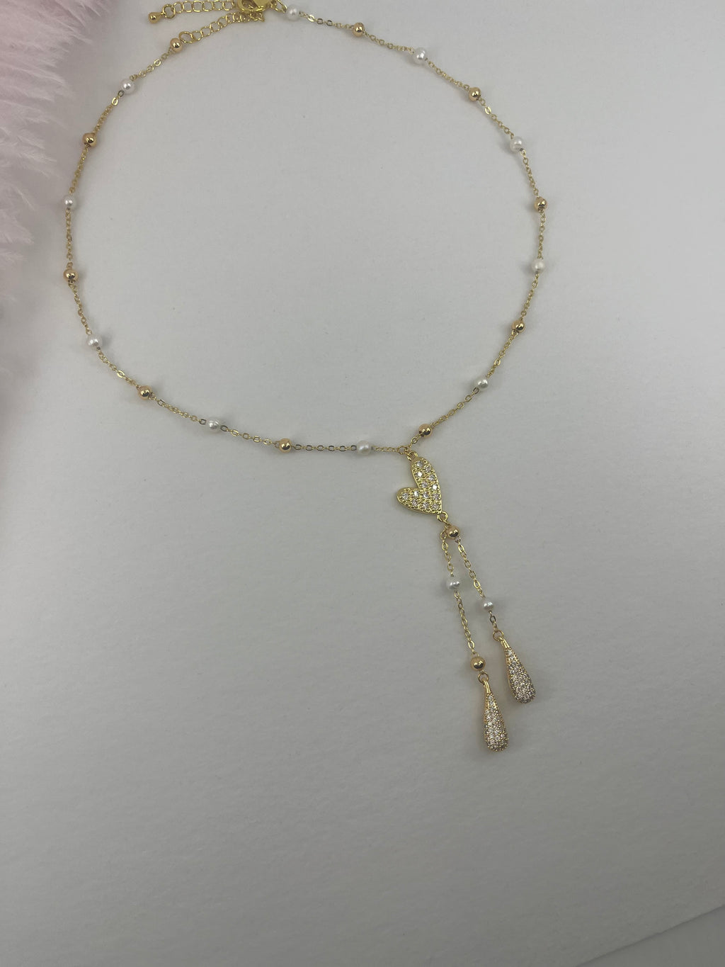 Natural Pearl Y-Necklace, 18k gold plated