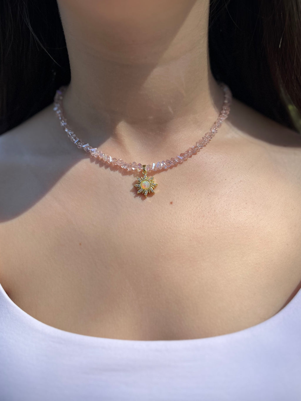Sun Crystal Choker Necklace – 18K Gold Plated