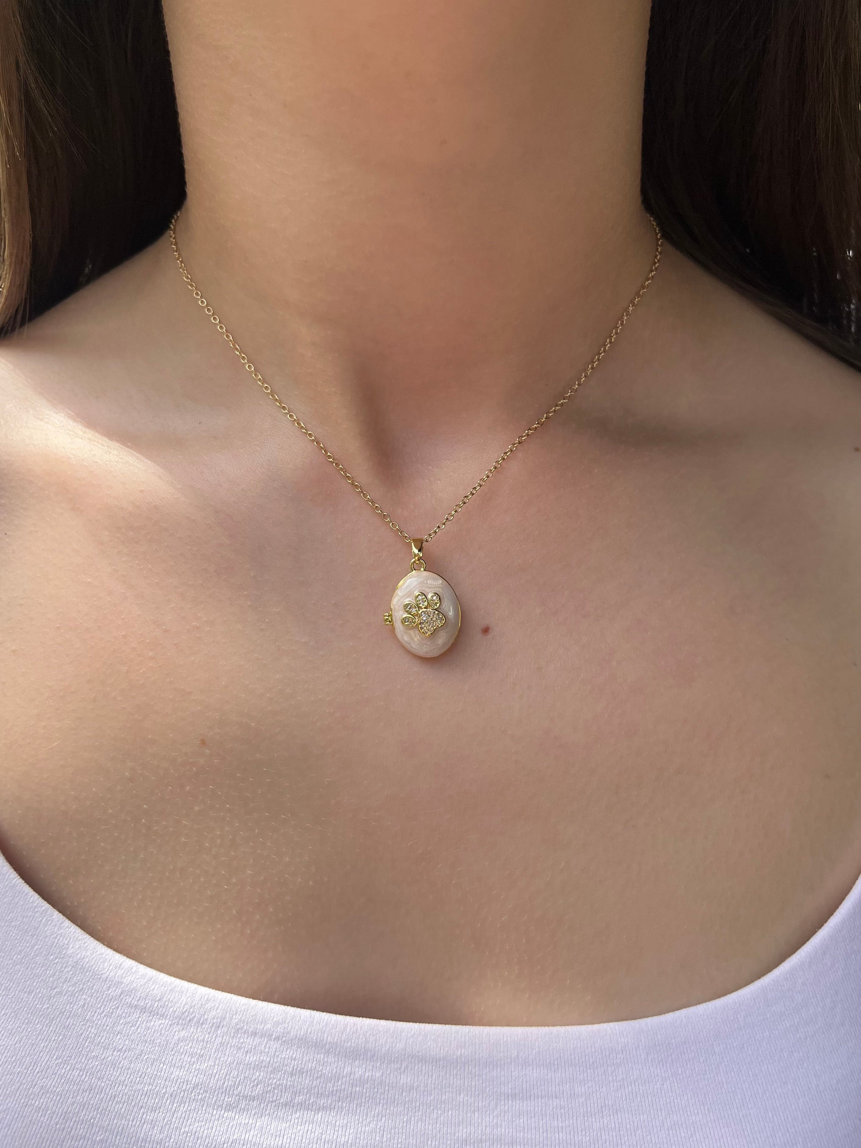 Pet locket choker necklace, 18k gold plated