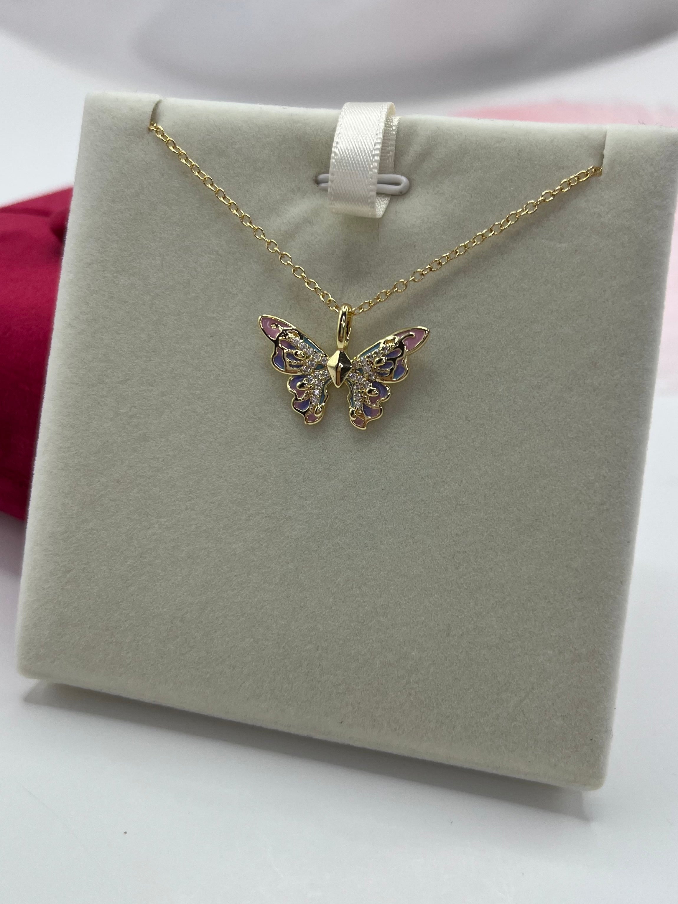 Butterfly Necklace, Real 18K Gold Plated