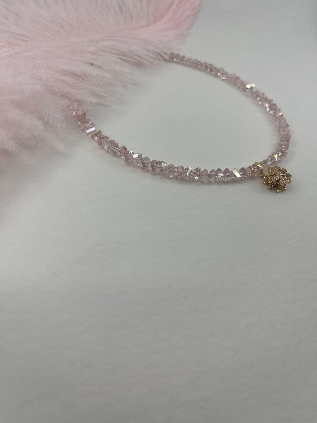 Flower Spinner Crystal Necklace, 18k gold plated