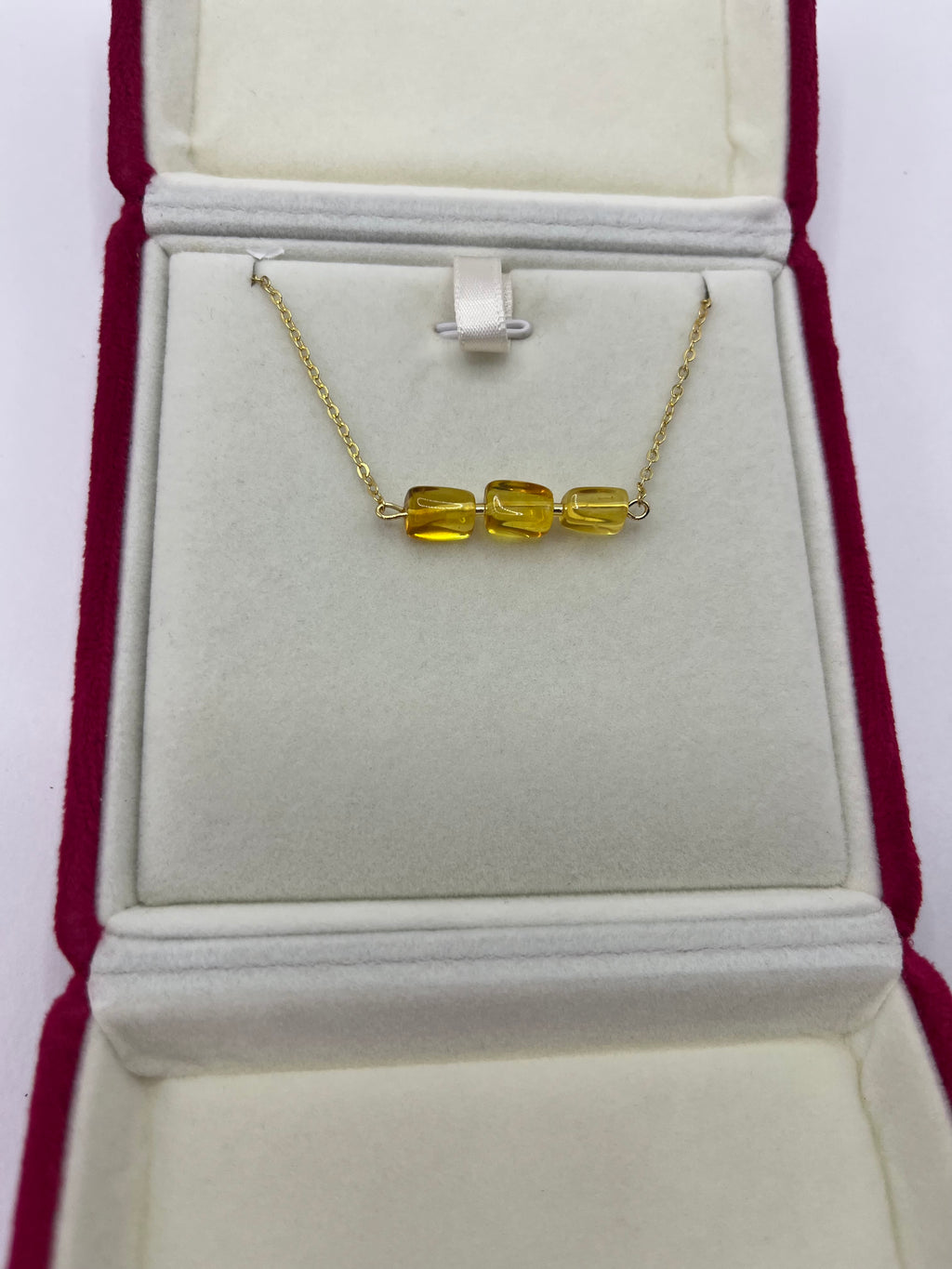 Natural Amber Necklace, chain 18k plated