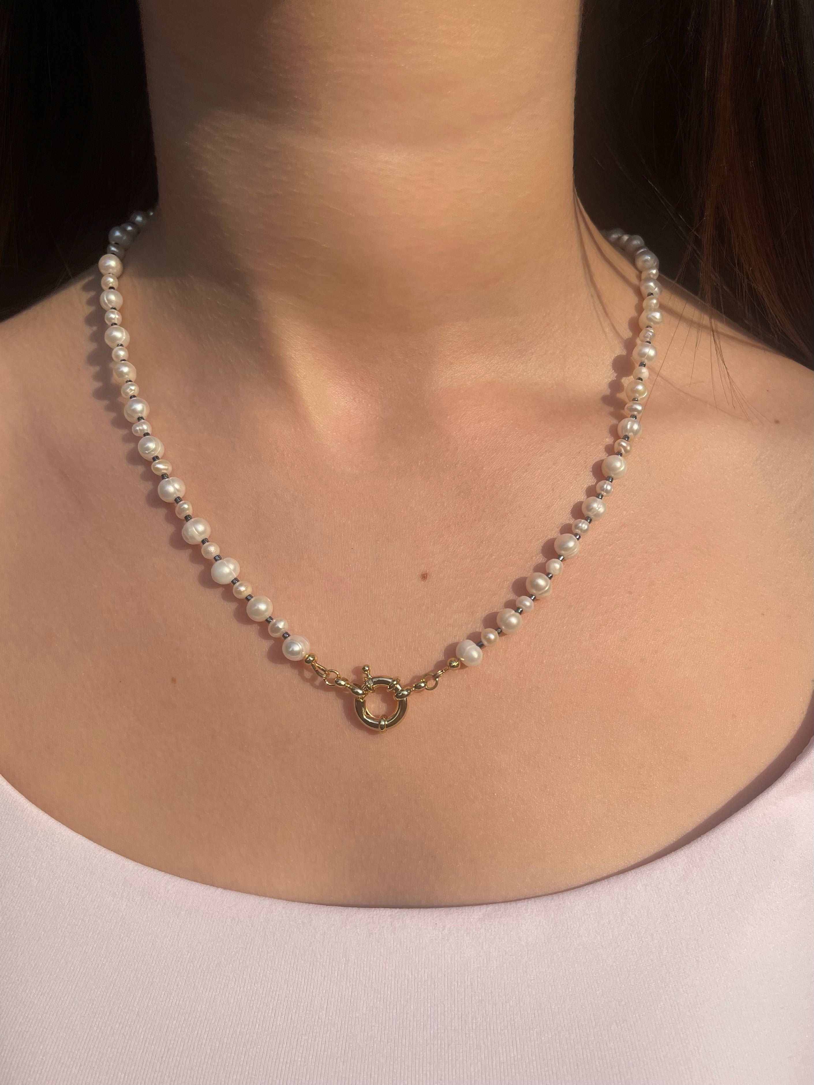 Unisex Freshwater Pearl Necklace – 24k Gold Plated Clasp