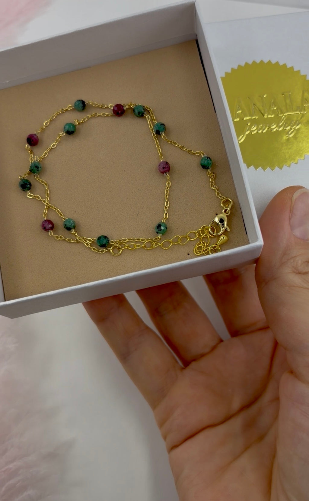 Epidote Necklace, 18K Gold Plated