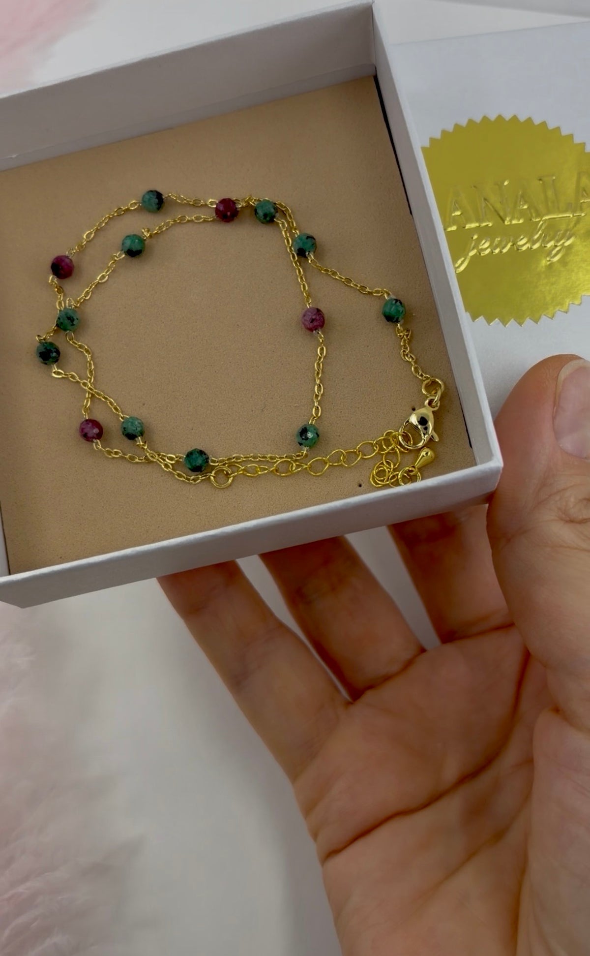 Epidote Necklace, 18K Gold Plated