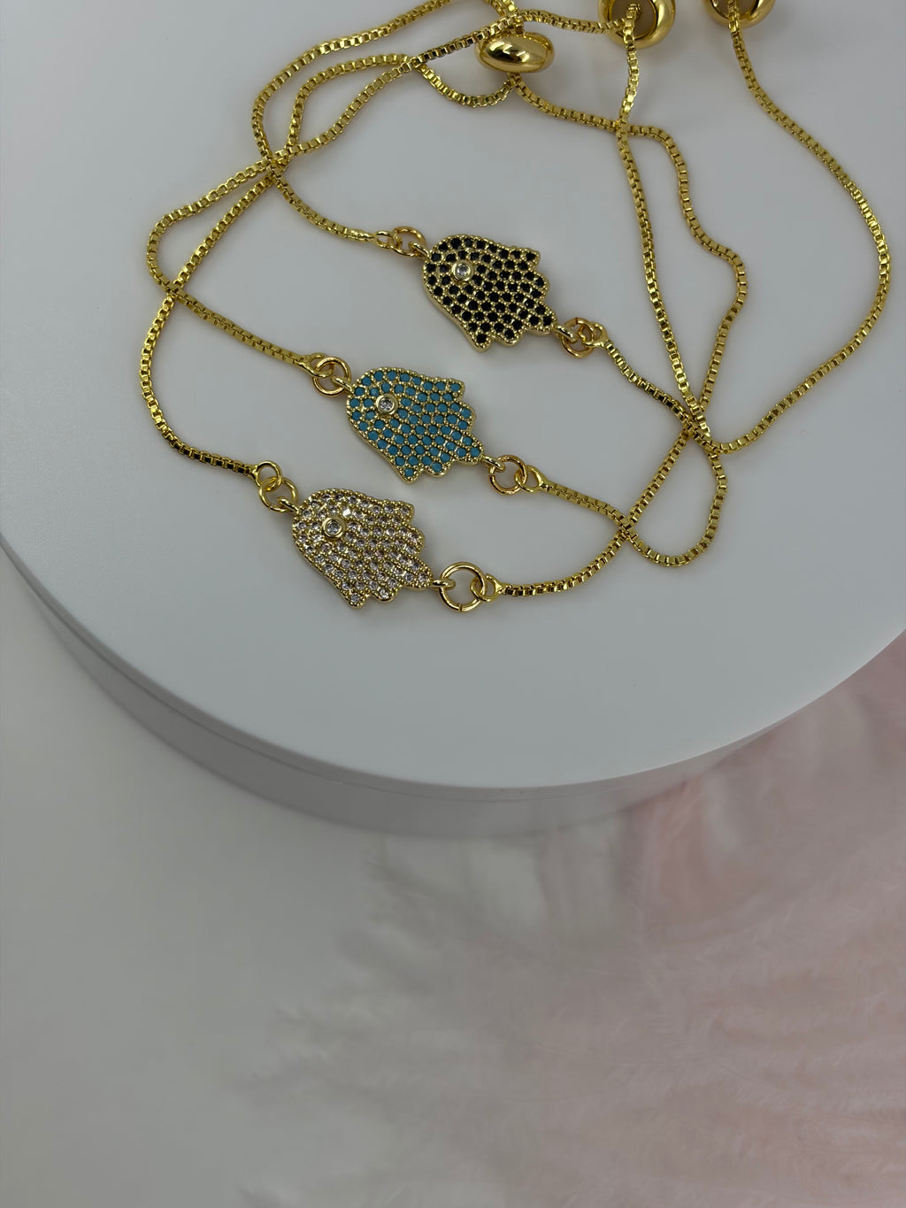 Hamsa hand bracelet with slider chain