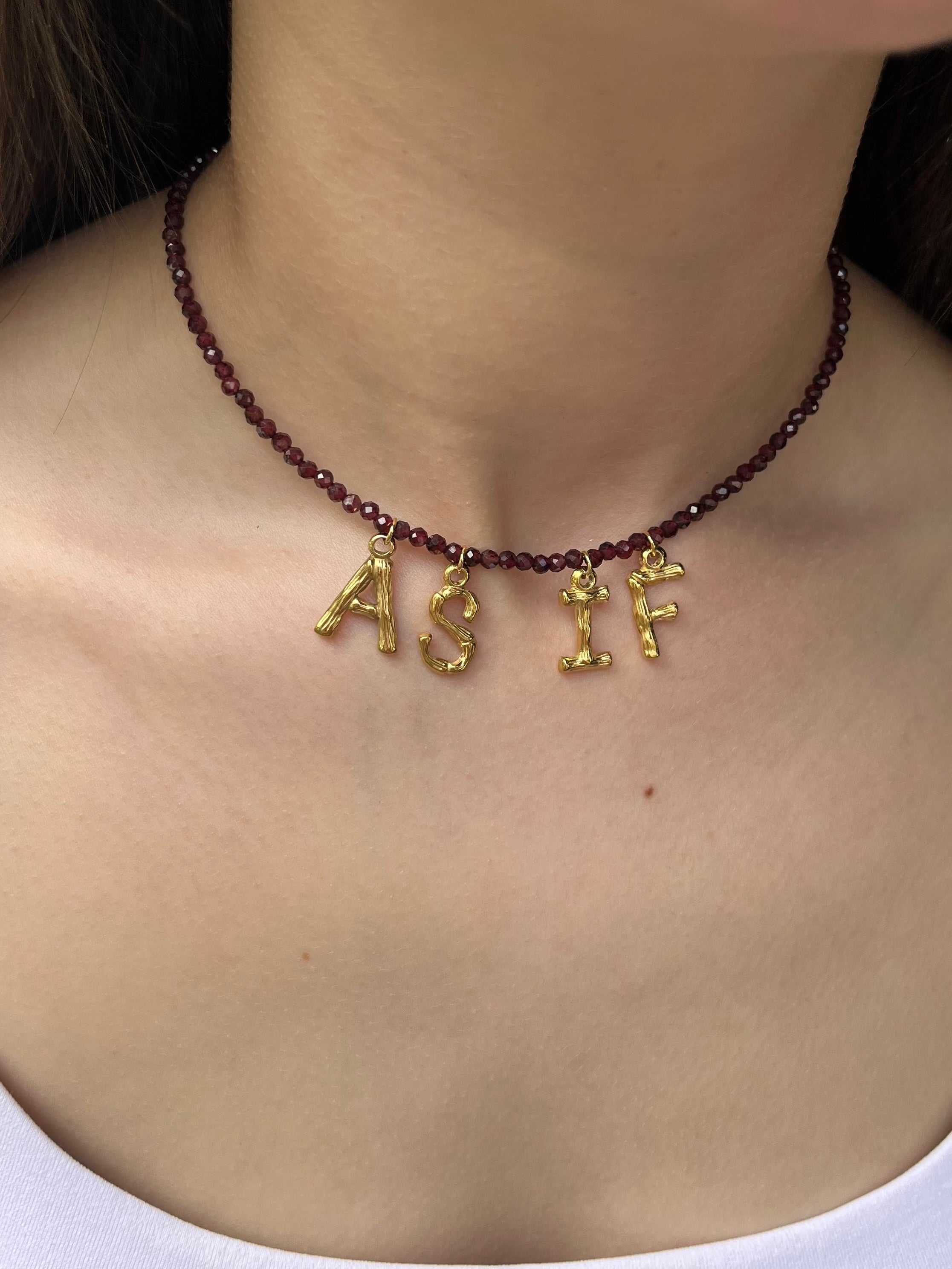 Natural Garnet choker with 18gold pendants AS IF