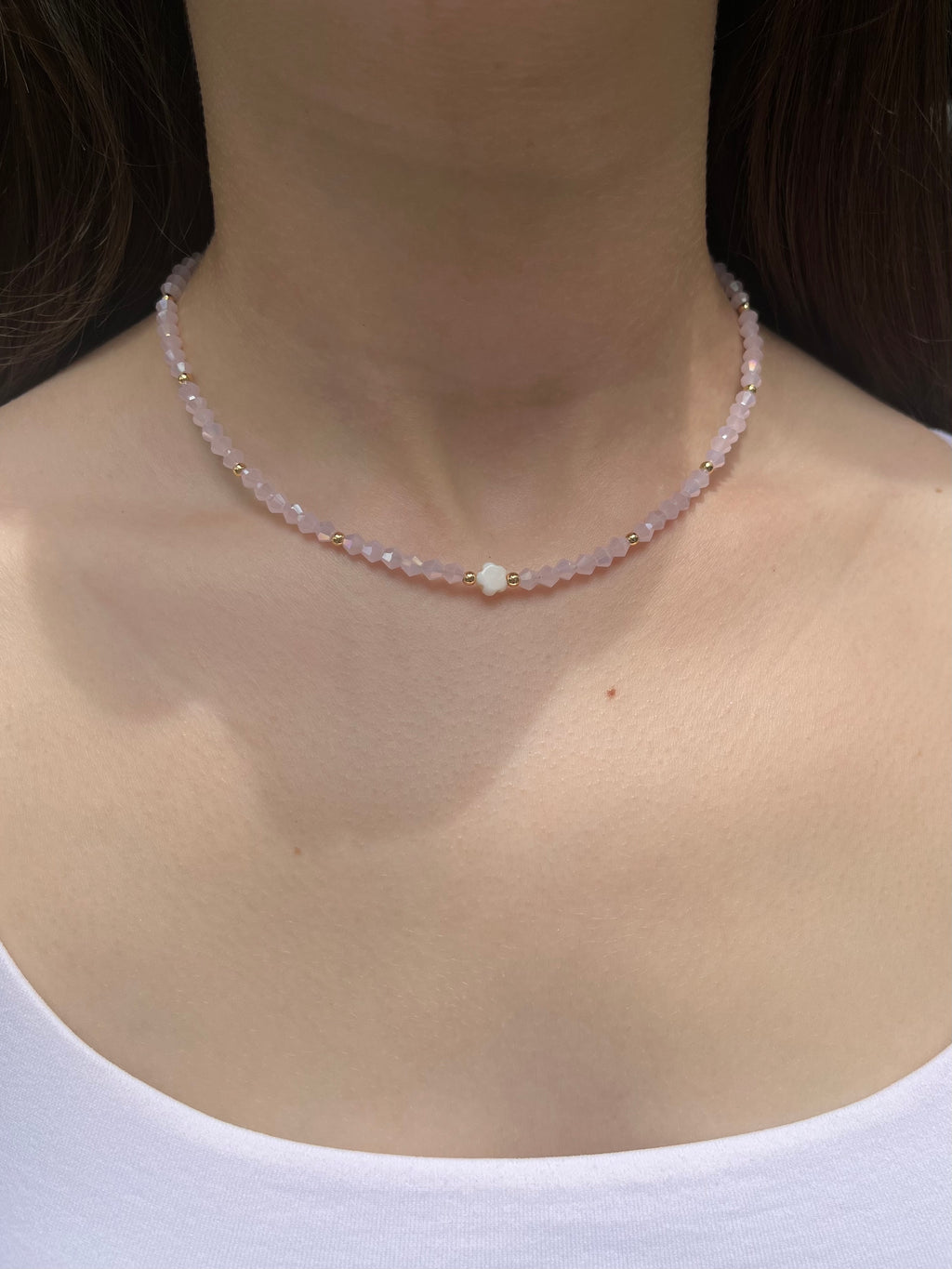 Pink Crystal Choker Necklace – 18K Gold Plated clasp