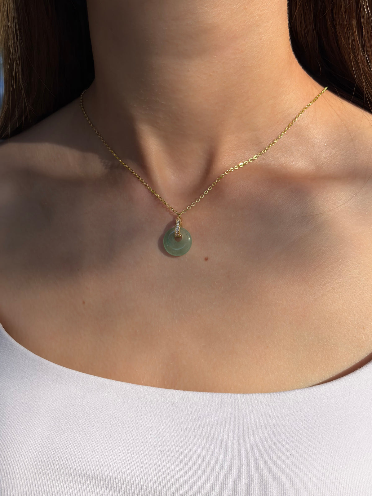Aventurine donut necklace and earrings, 18K Gold Plated