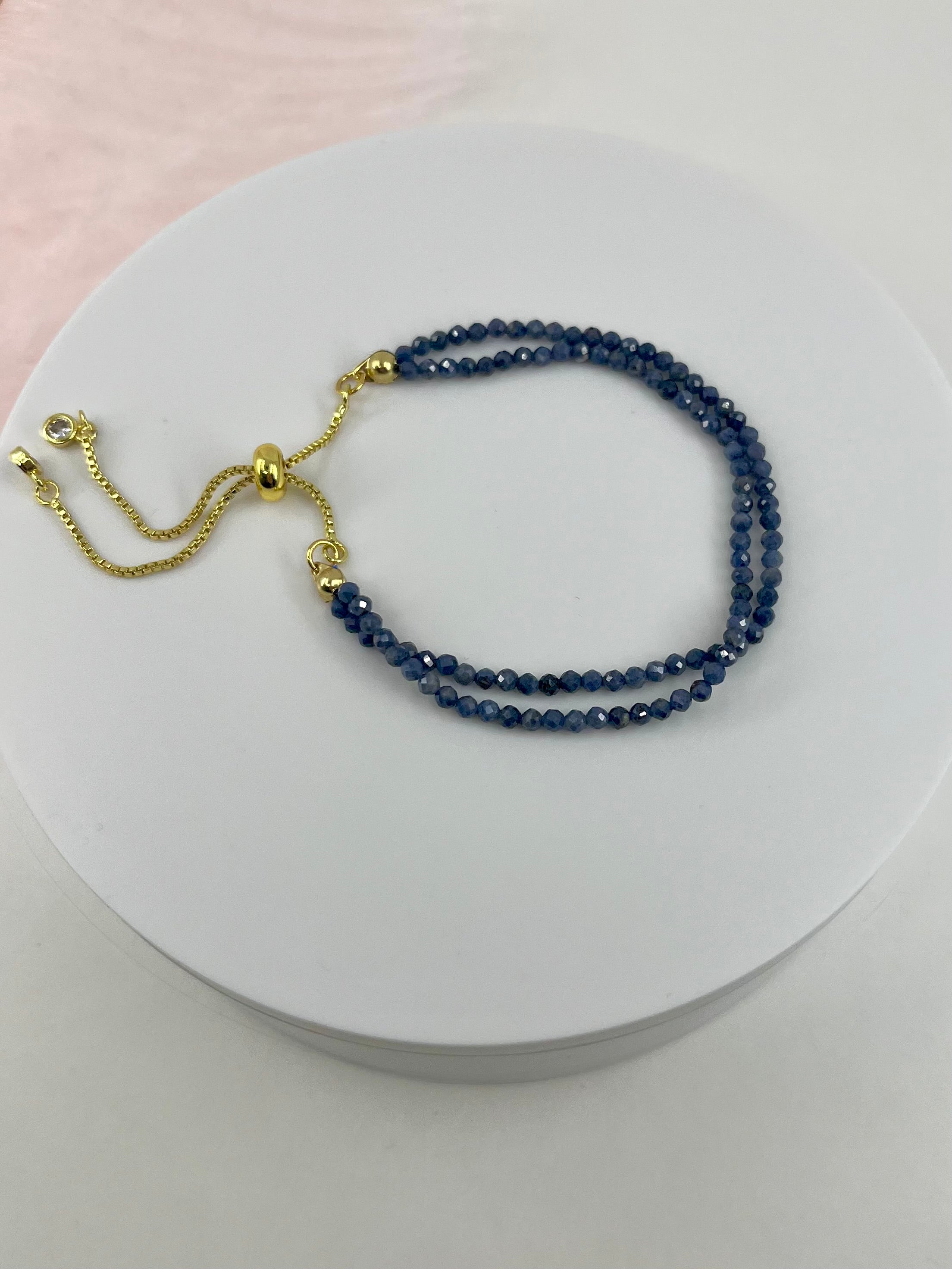Sapphire layered bracelet with 18K Gold Plated slider