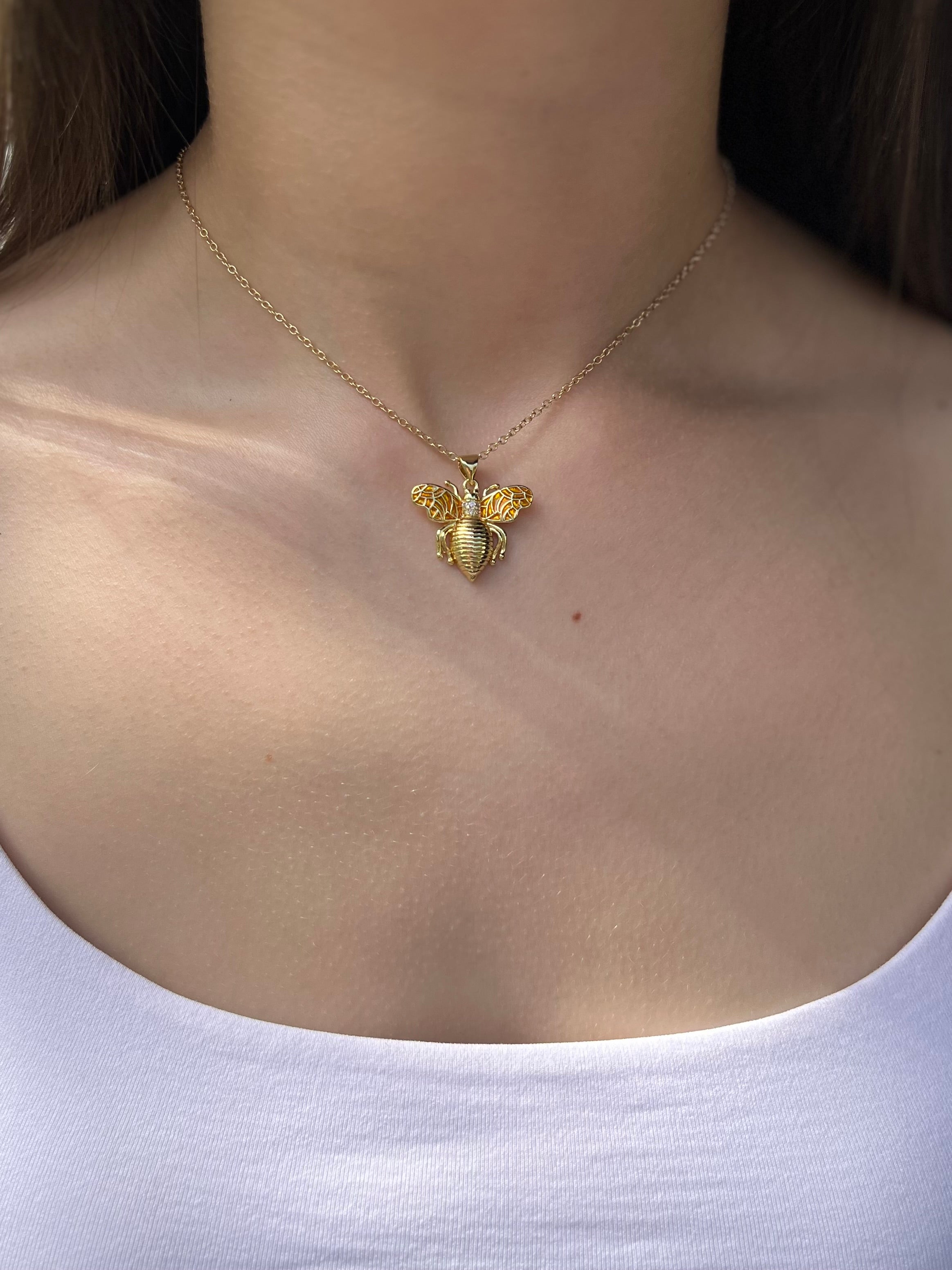 Bee choker necklace, 18k gold plated