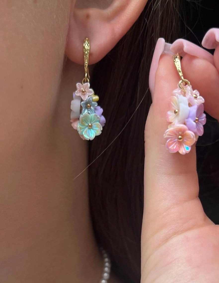 Flower Earrings, 18K Gold Plated