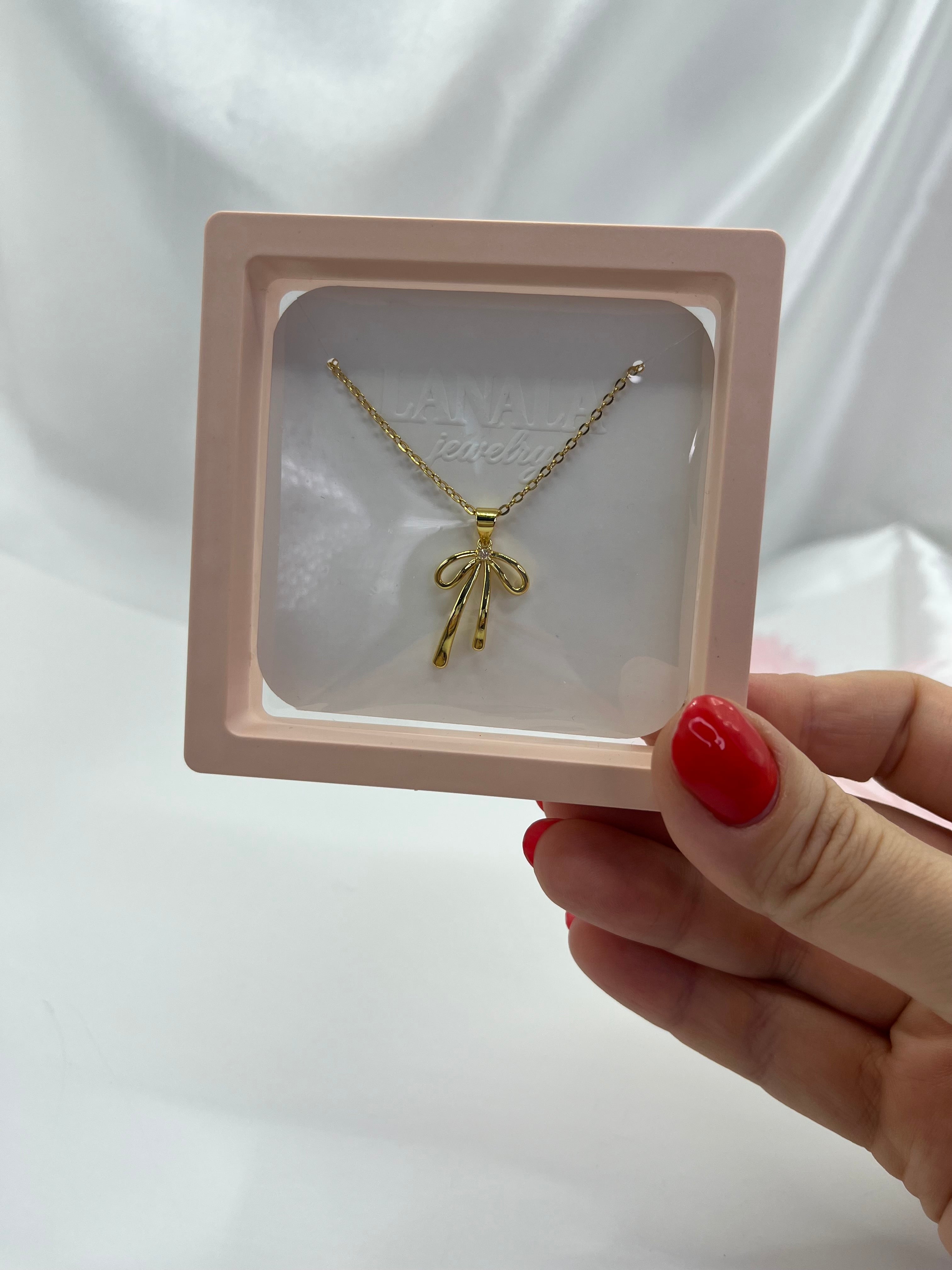Bow Necklace, Real 18K Gold Plated