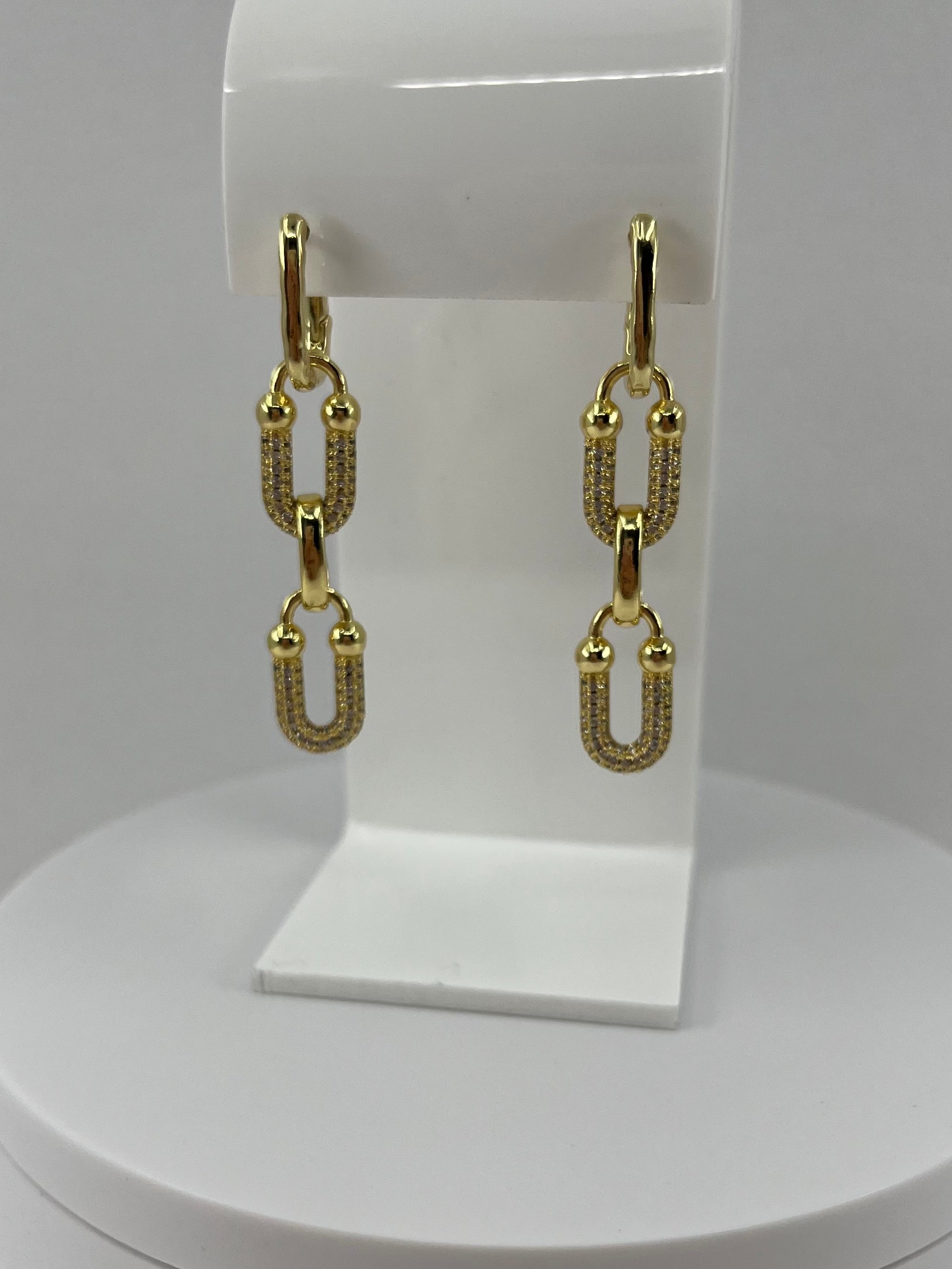 18K Gold Plated Paperclip Chain Drop Earrings