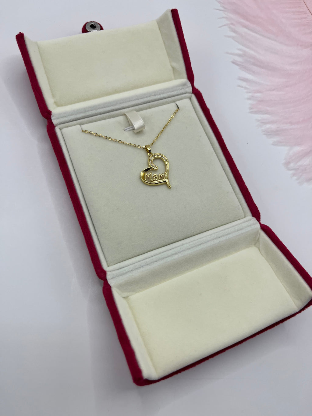 Mothers Necklace, Heart pendant  Real 18K Gold Plated