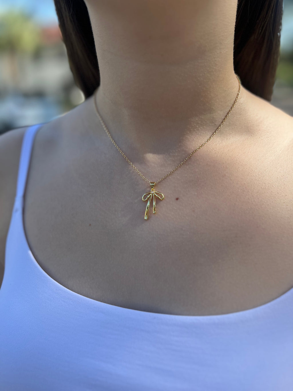 Bow Necklace, Real 18K Gold Plated