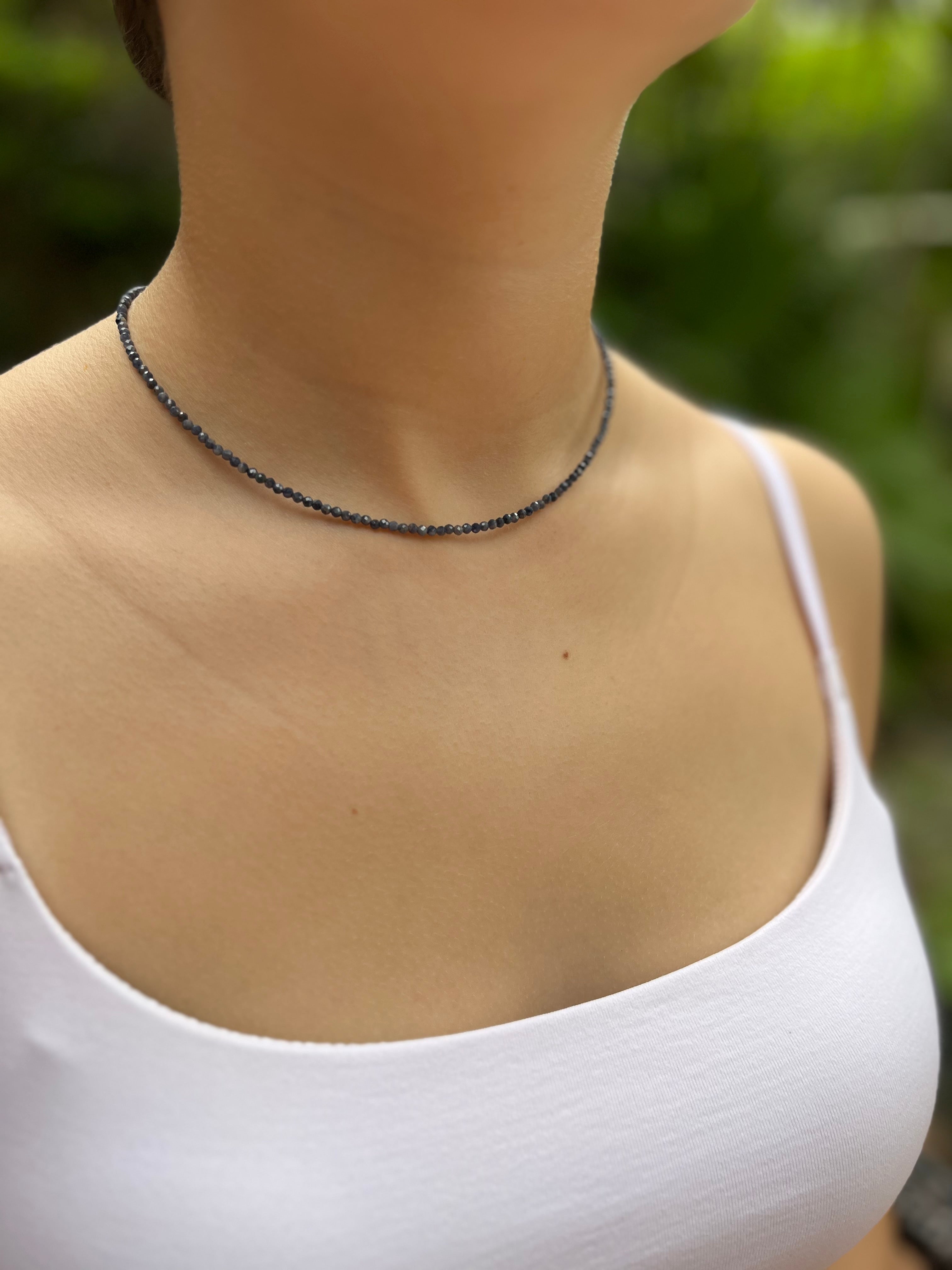 Sapphire Necklace: 18K Gold Plated clasp