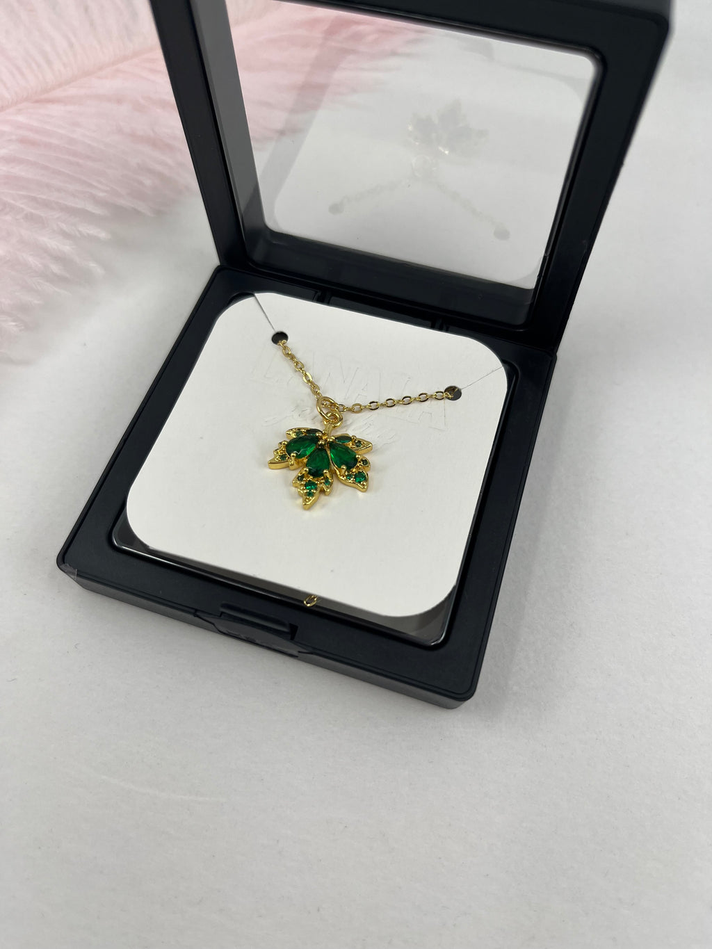 Necklace with 18K Gold maple leaf pendant