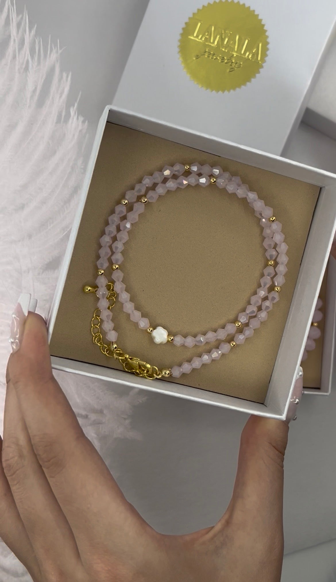 Pink Crystal Choker Necklace – 18K Gold Plated clasp