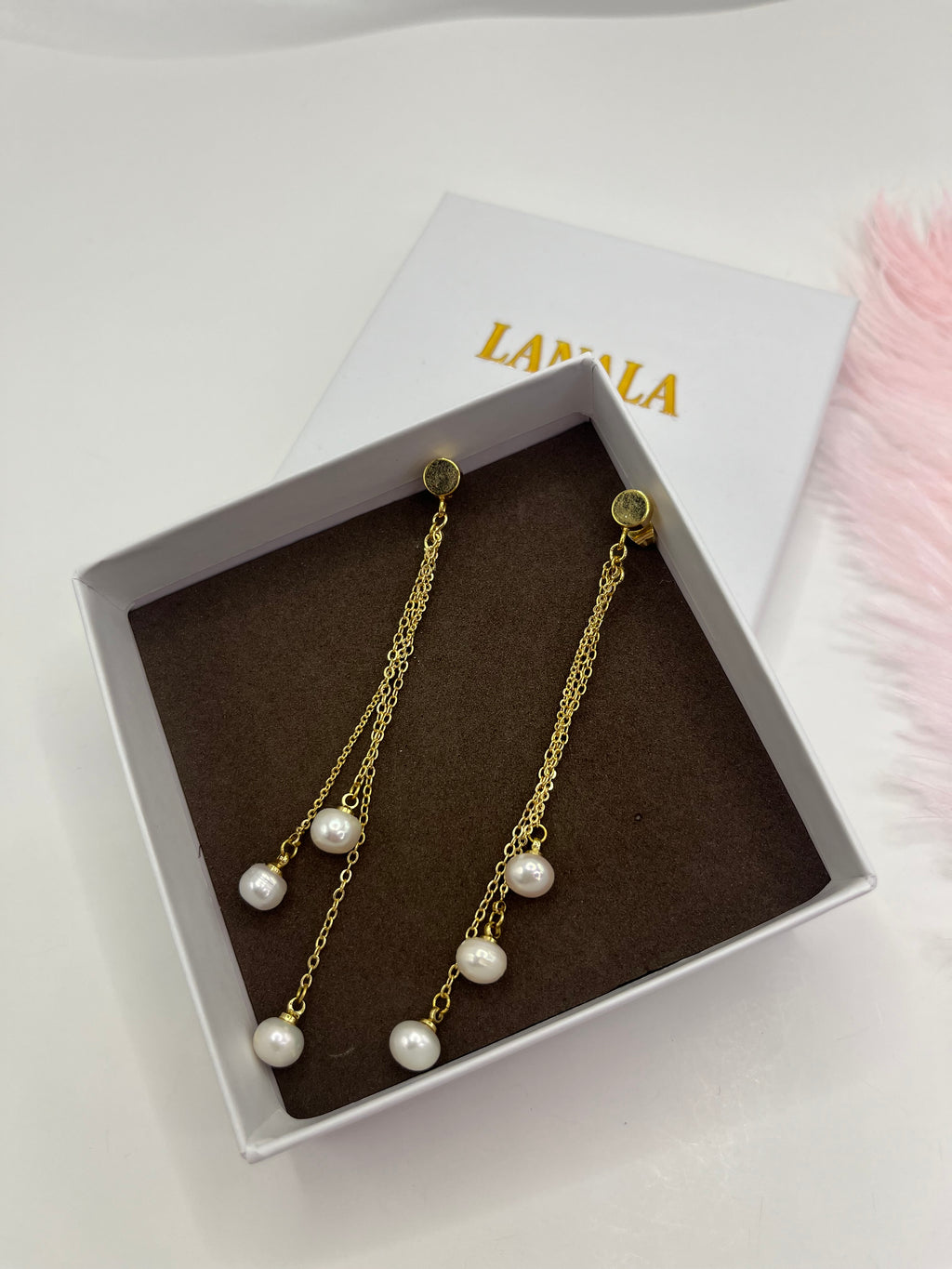 Long Natural Pearl Drop Earrings