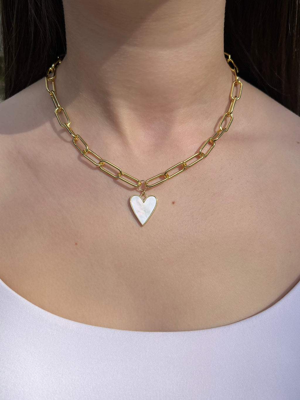18K Gold Chunky Chain Necklace with heart