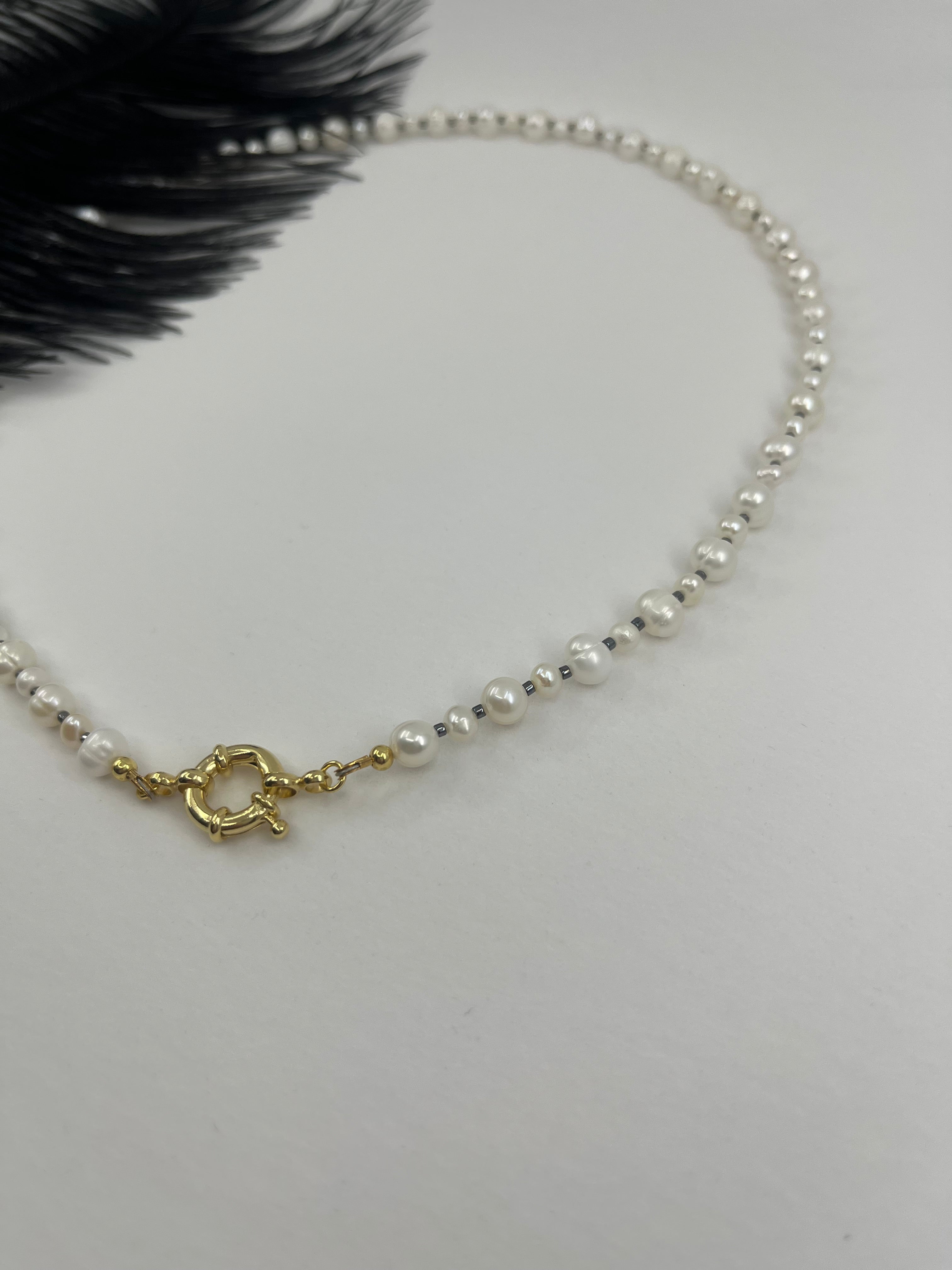 Unisex Freshwater Pearl Necklace – 24k Gold Plated Clasp