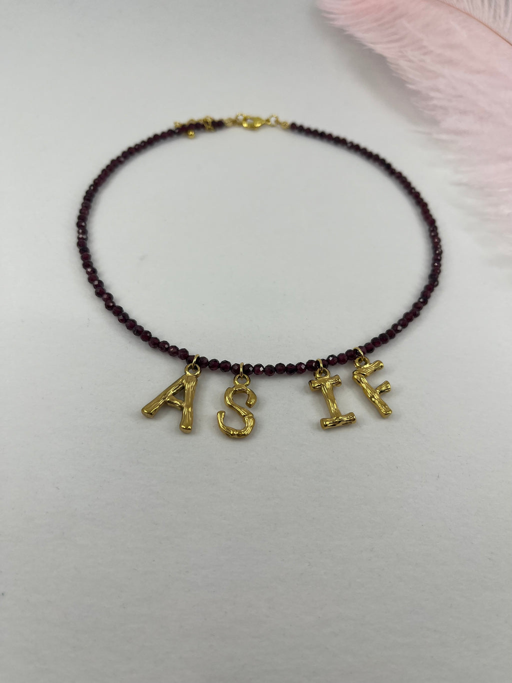 Natural Garnet choker with 18gold pendants AS IF