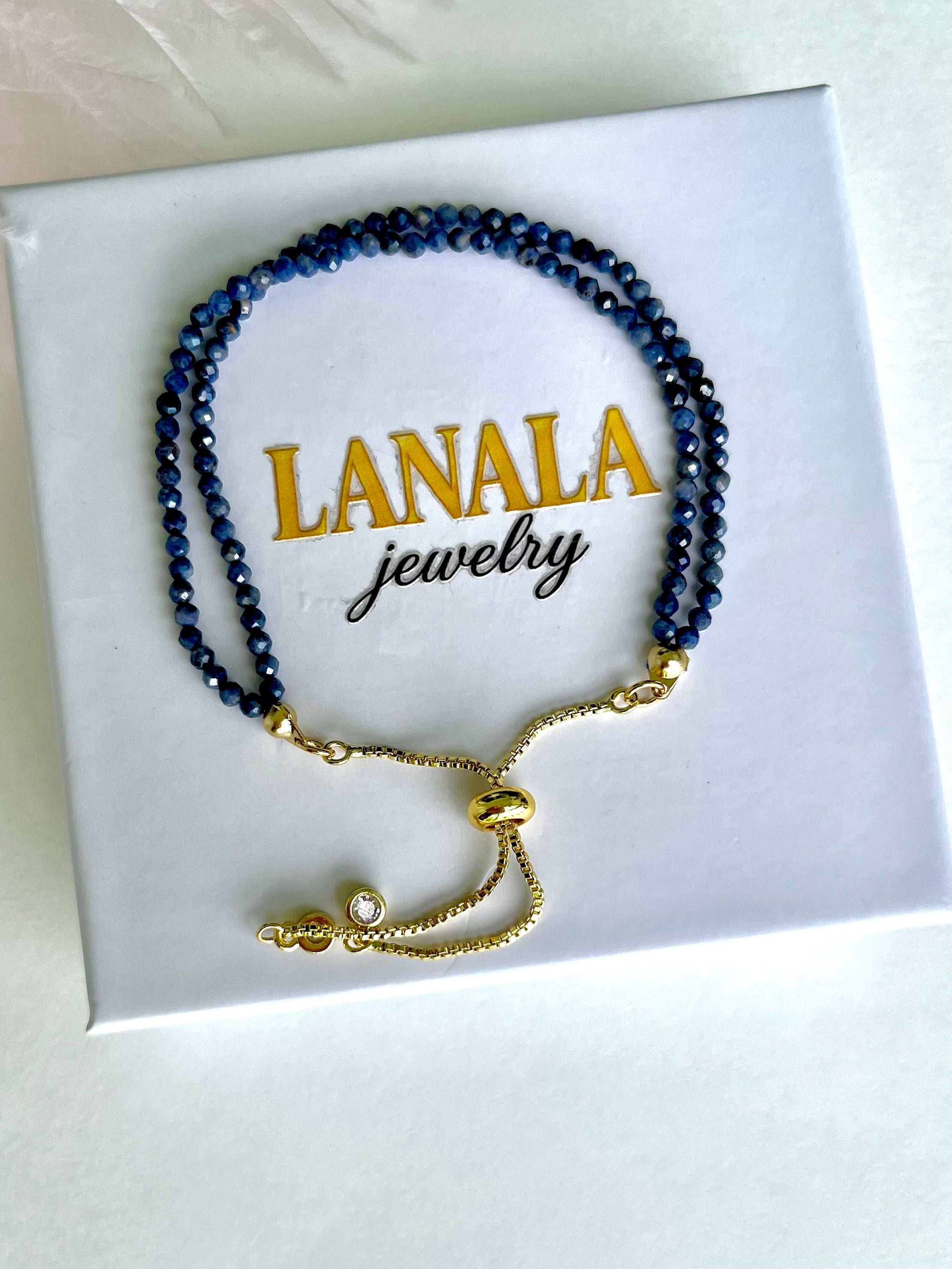 Sapphire layered bracelet with 18K Gold Plated slider