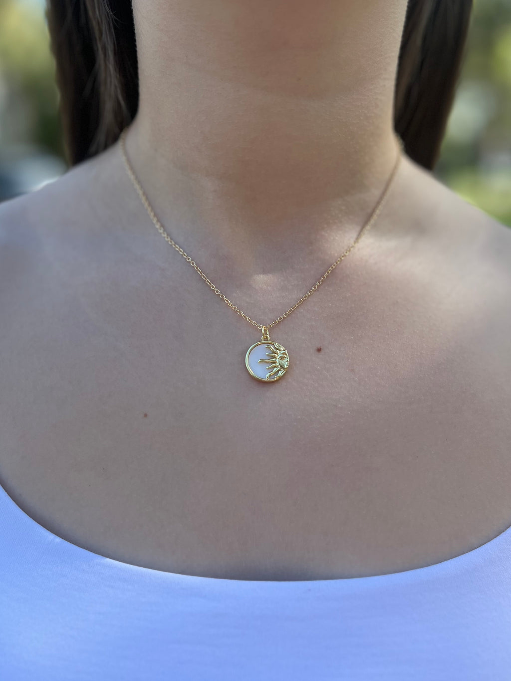 Sun Shell Necklace, Real 18K Gold Plated