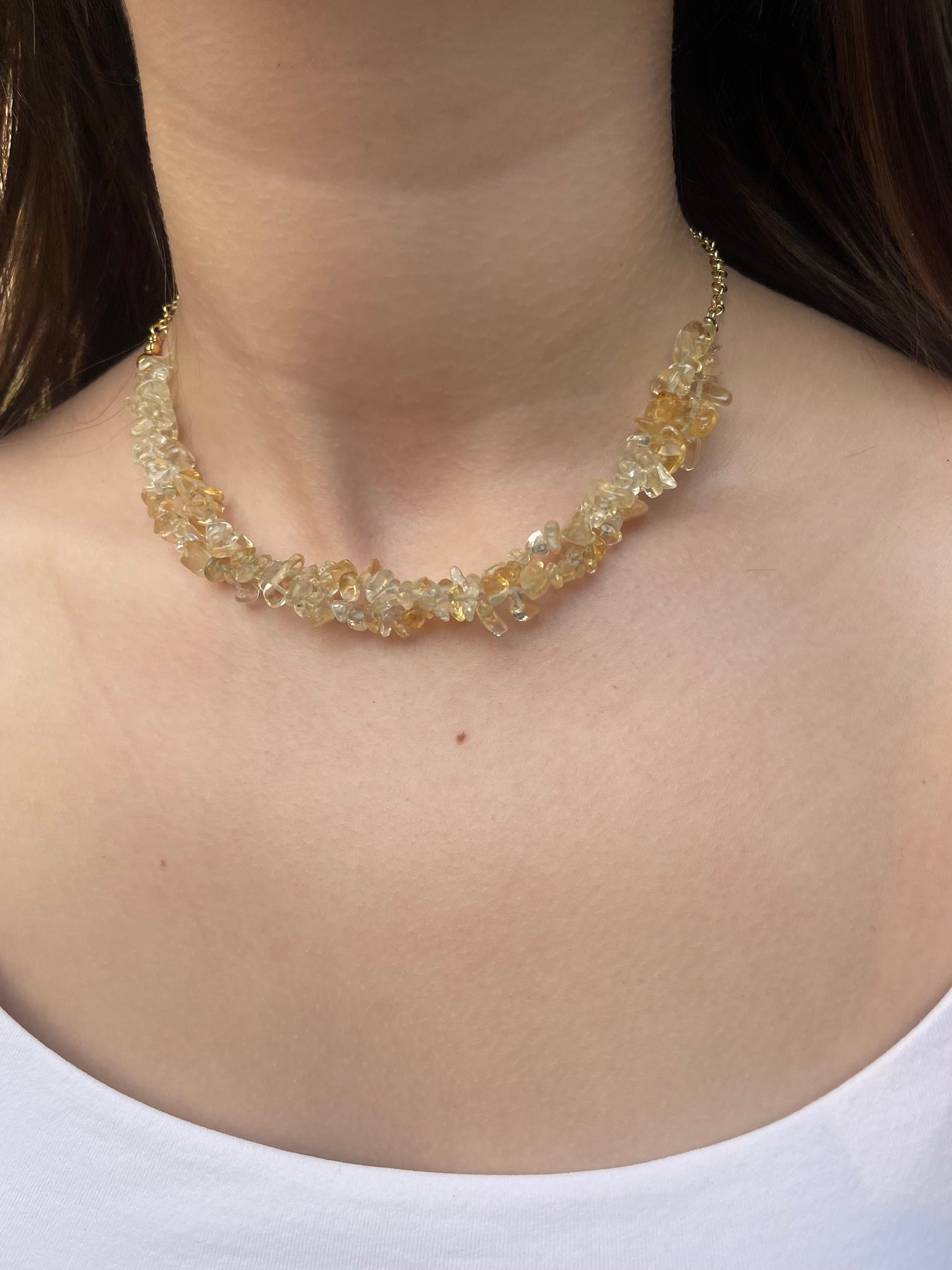 Natural Citrine Necklace, 18k gold plated