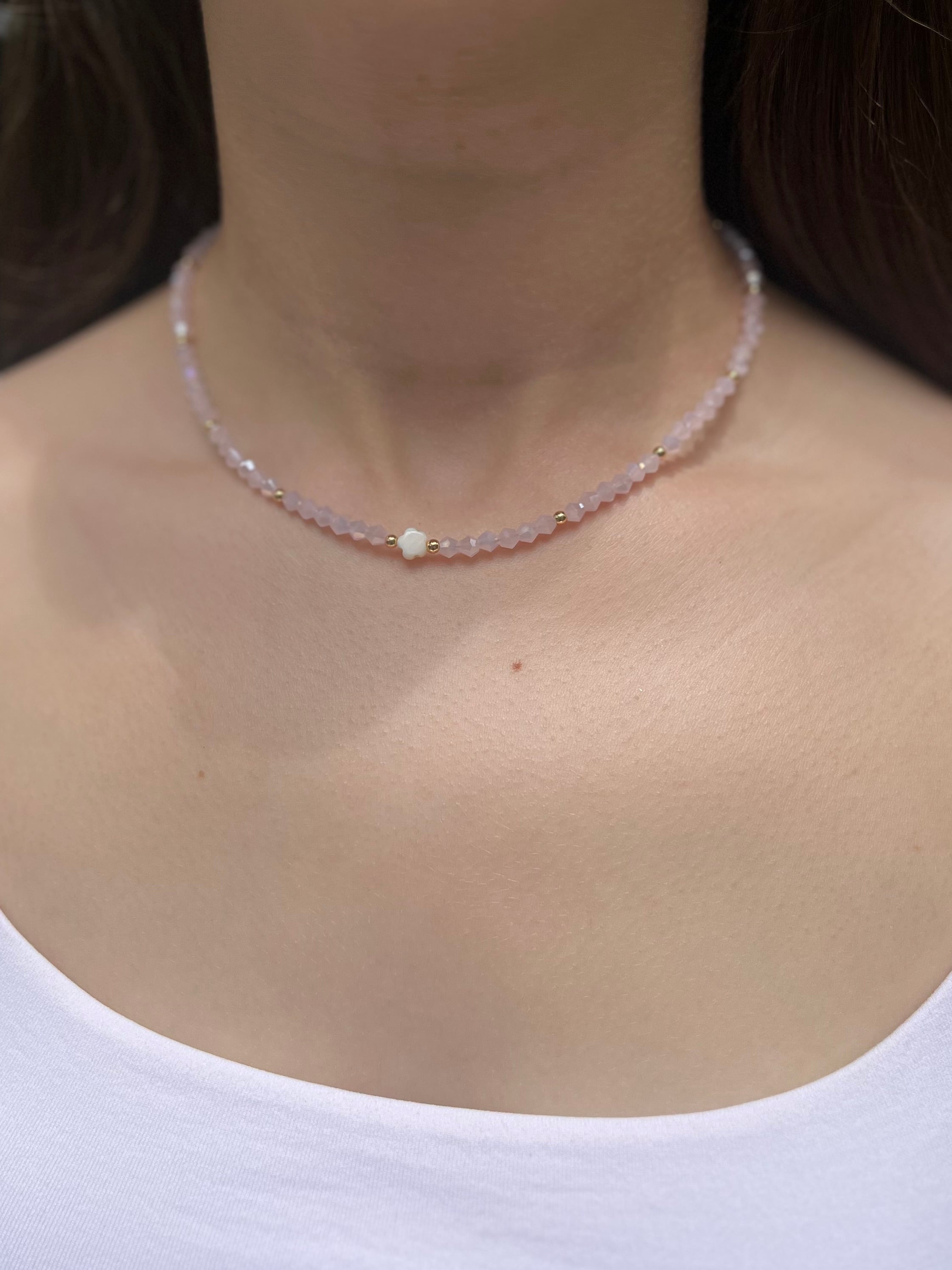 Pink Crystal Choker Necklace – 18K Gold Plated clasp